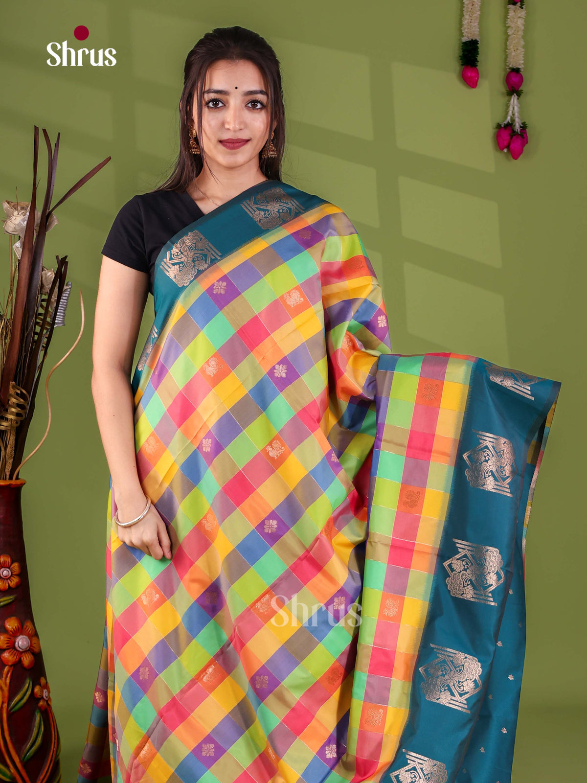 Semi Soft Silk - Madras Checks Saree - EJ29008