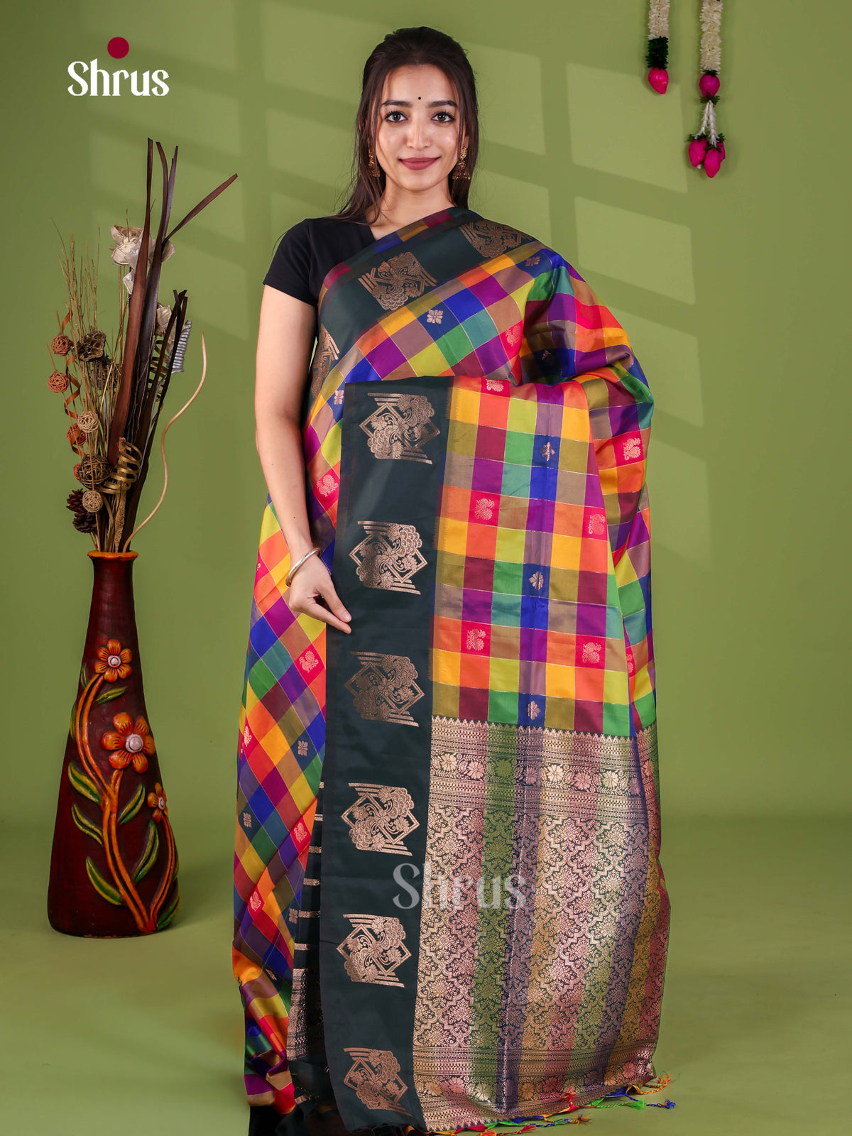 Semi Soft Silk - Madras Checks Saree - EJ29010