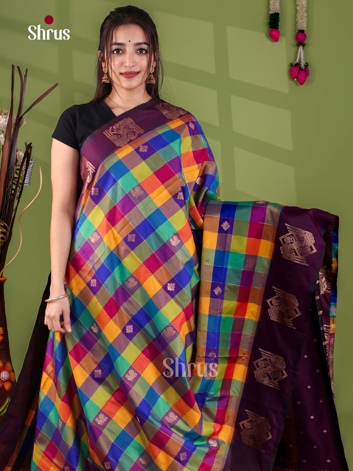 Semi Soft Silk - Madras Checks Saree - EJ29011