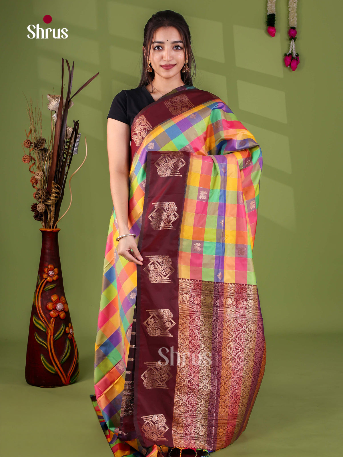 Semi Soft Silk - Madras Checks Saree - EJ29012