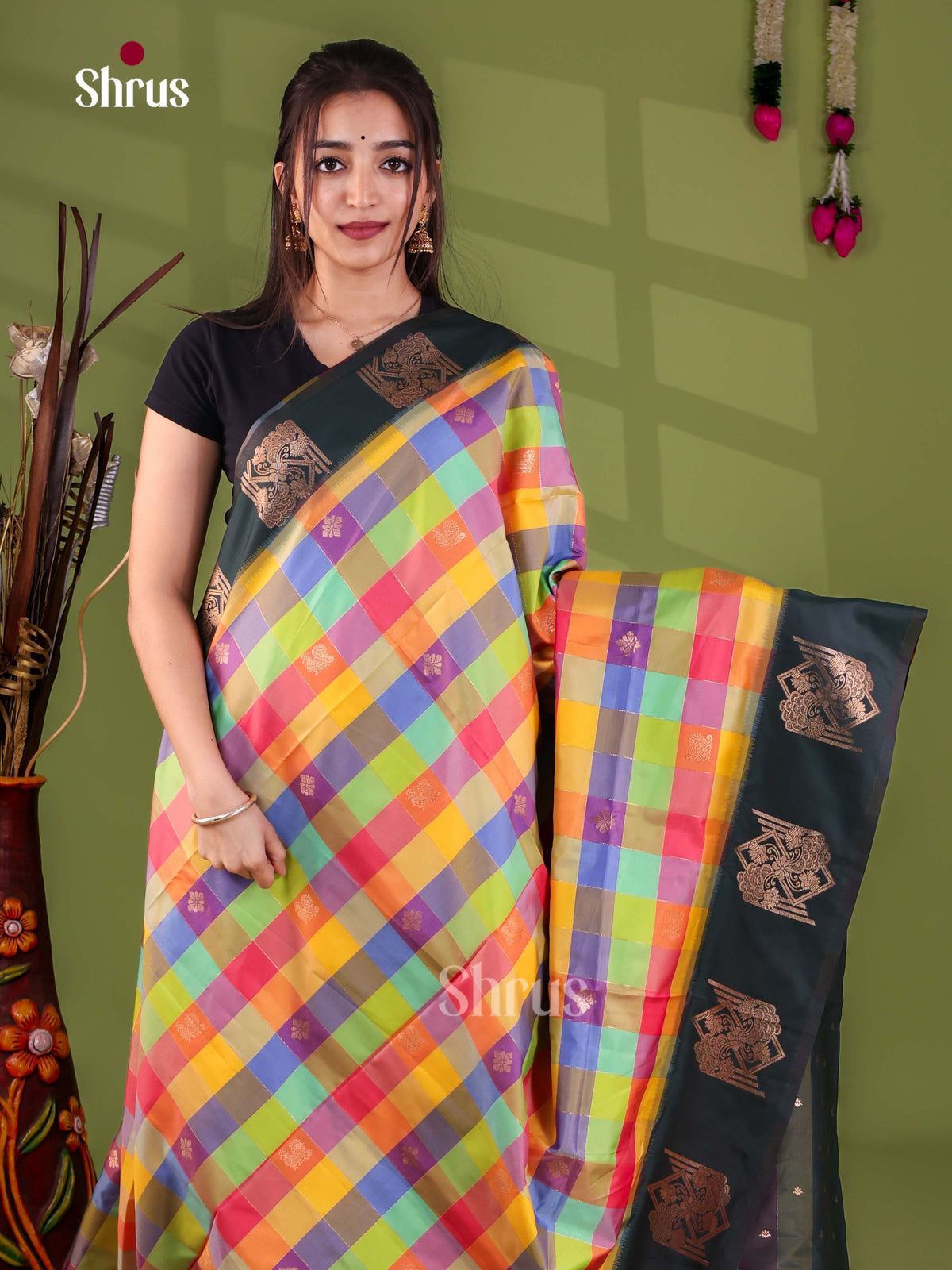 Semi Soft Silk - Madras Checks Saree - EJ29013