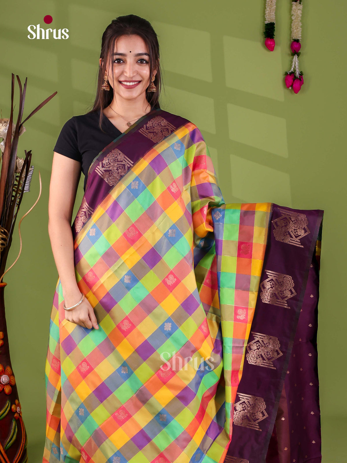 Semi Soft Silk - Madras Checks Saree - EJ29015