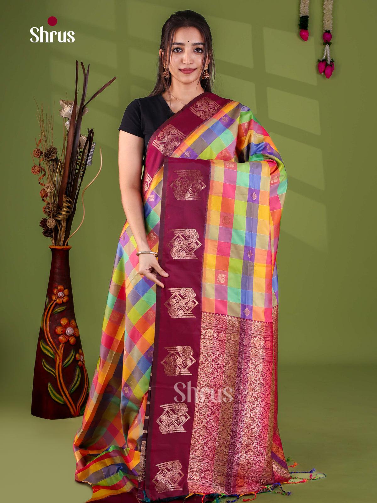 Semi Soft Silk - Madras Checks Saree - EJ29016