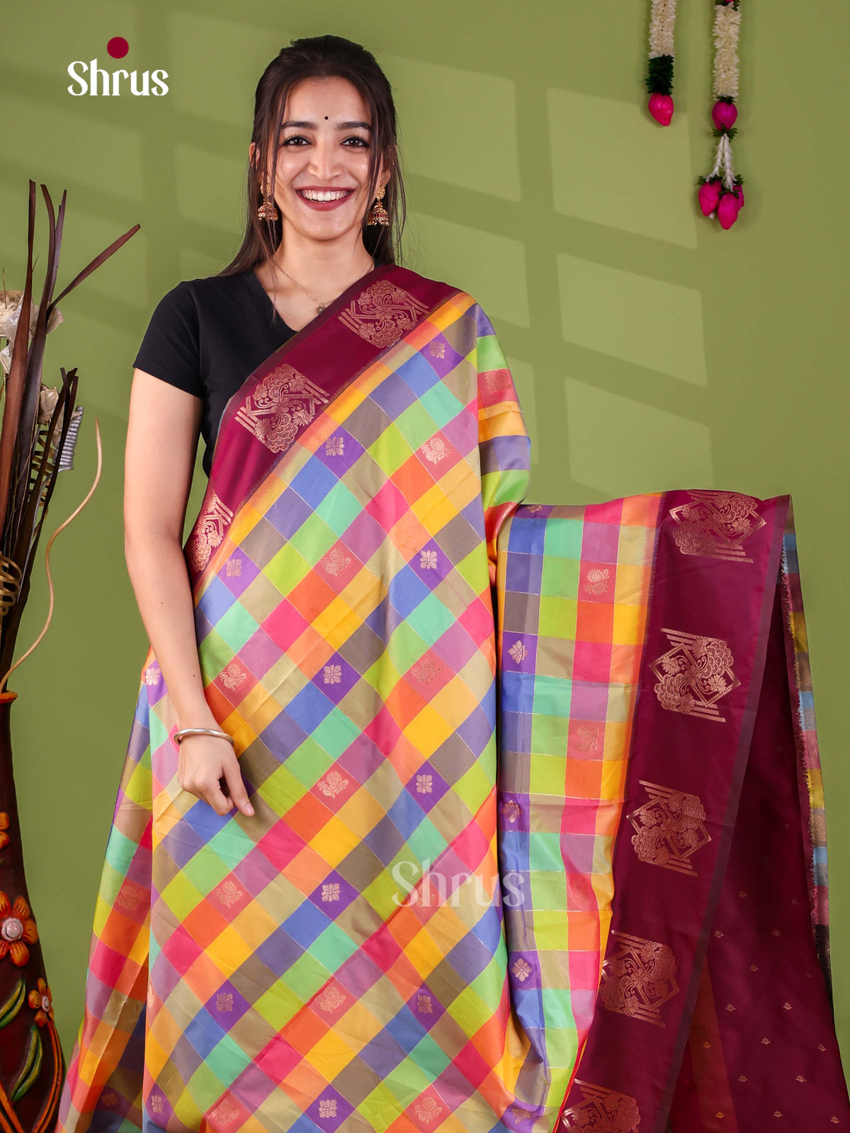 Semi Soft Silk - Madras Checks Saree - EJ29016