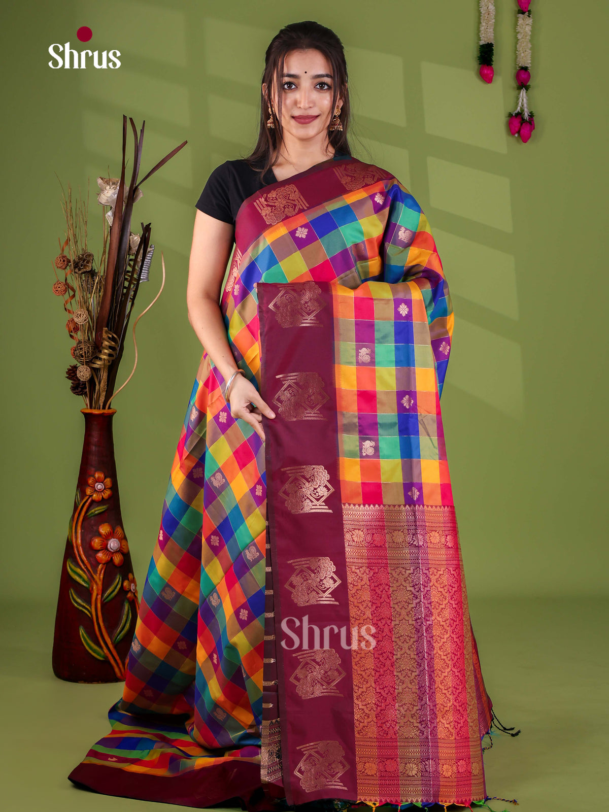 Semi Soft Silk - Madras Checks Saree - EJ29017