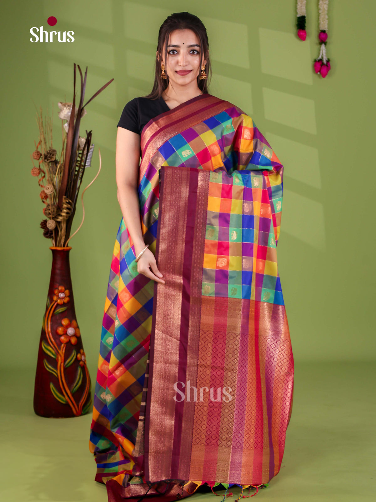 Semi Soft Silk - Madras Checks Saree - EJ29019