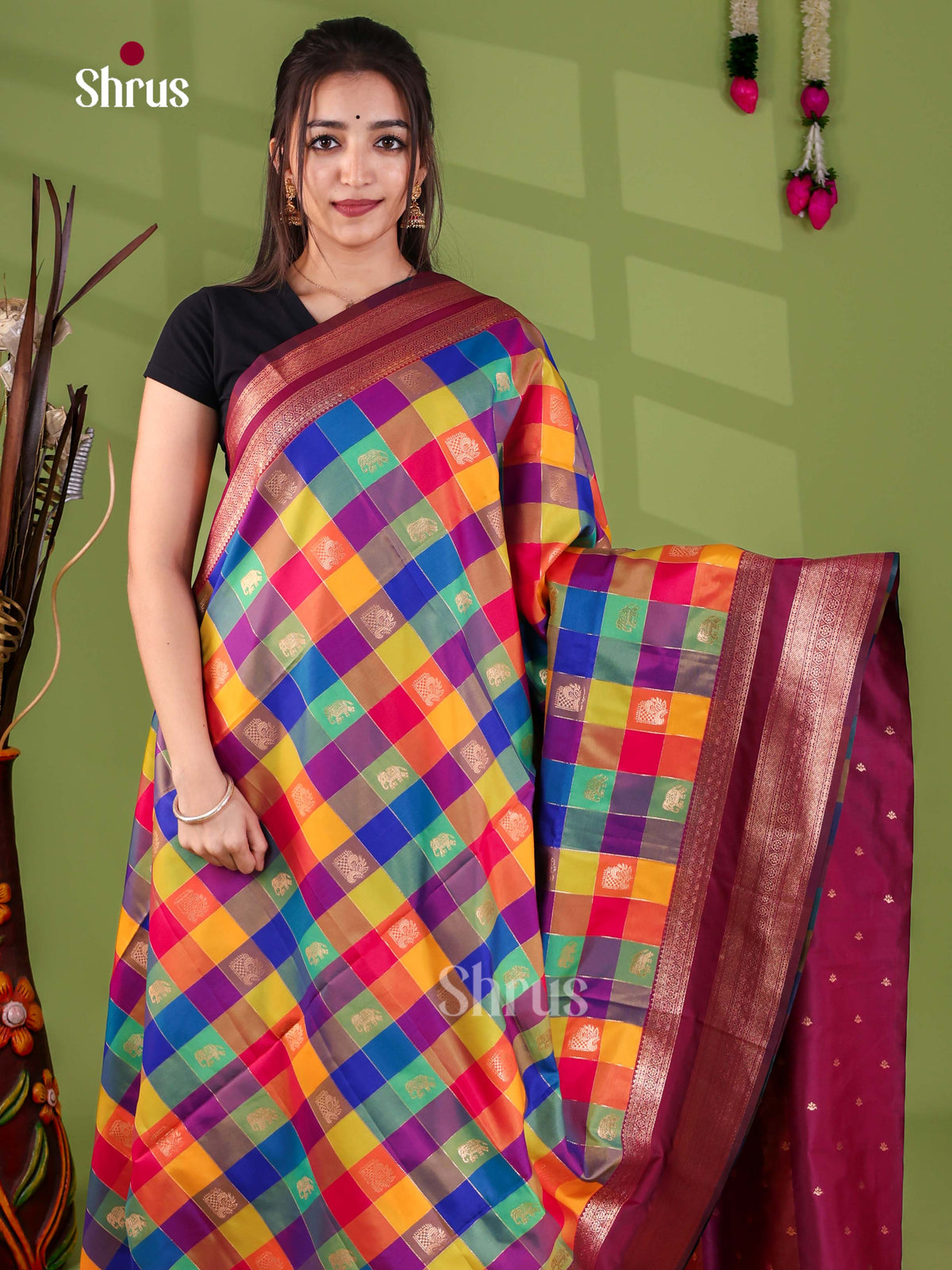 Semi Soft Silk - Madras Checks Saree - EJ29019