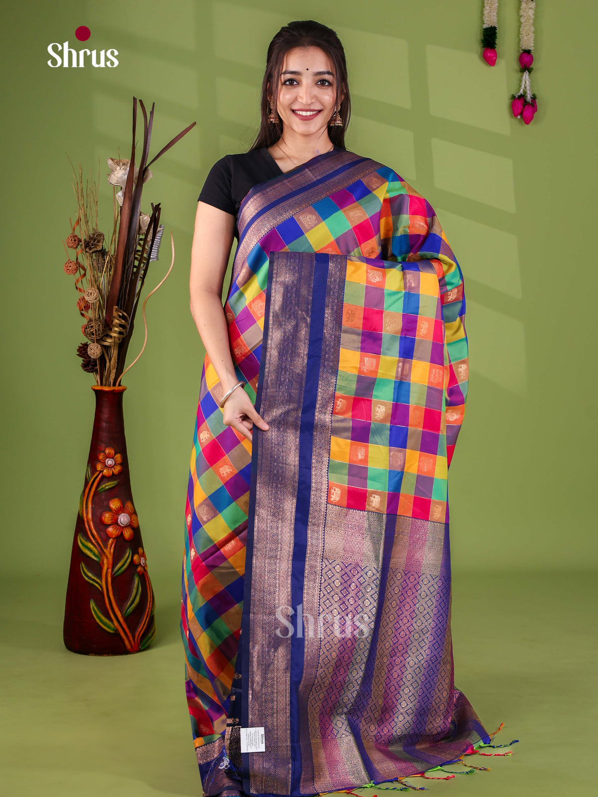 Semi Soft Silk - Madras Checks Saree - EJ29021