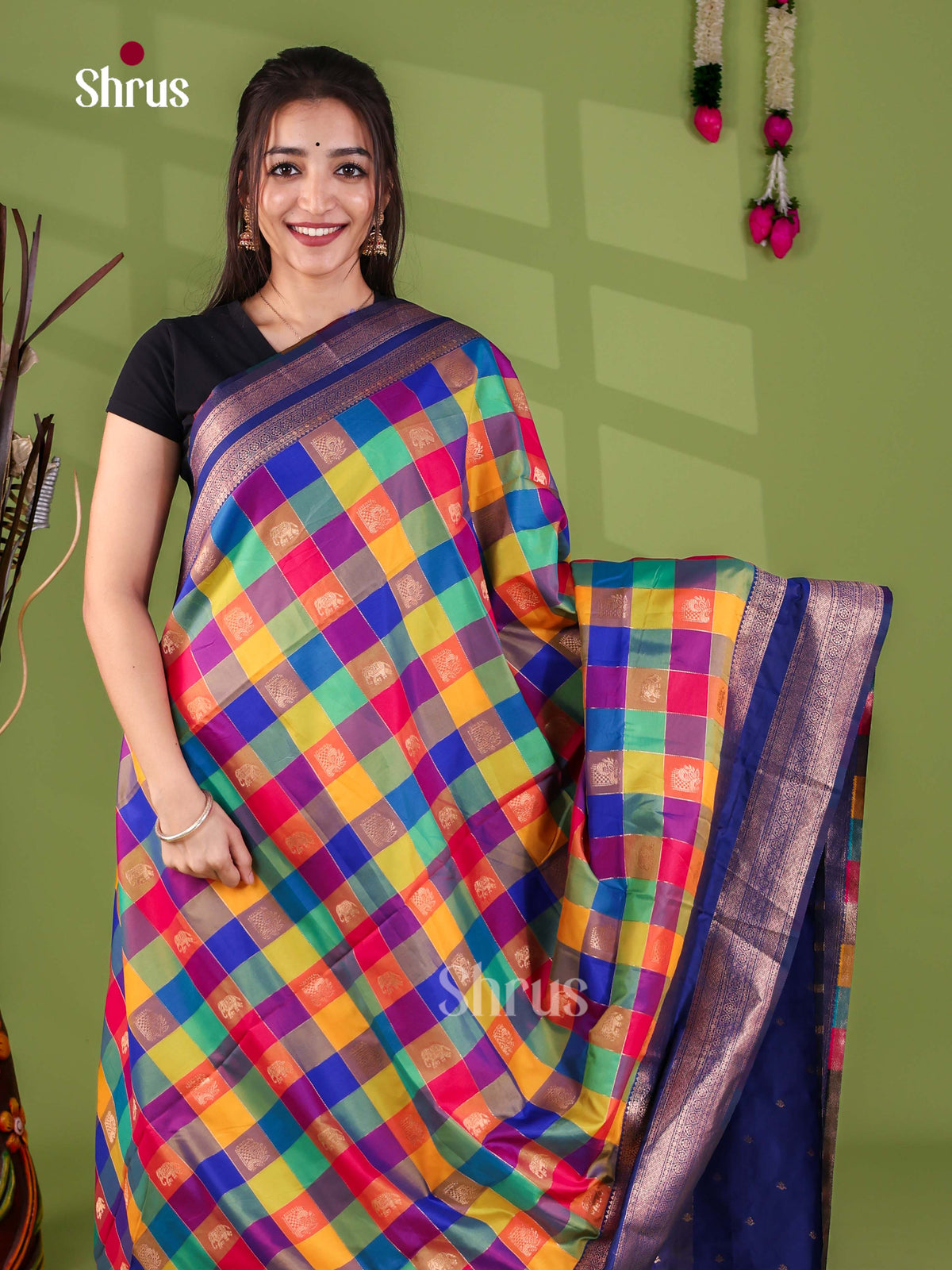 Semi Soft Silk - Madras Checks Saree - EJ29021