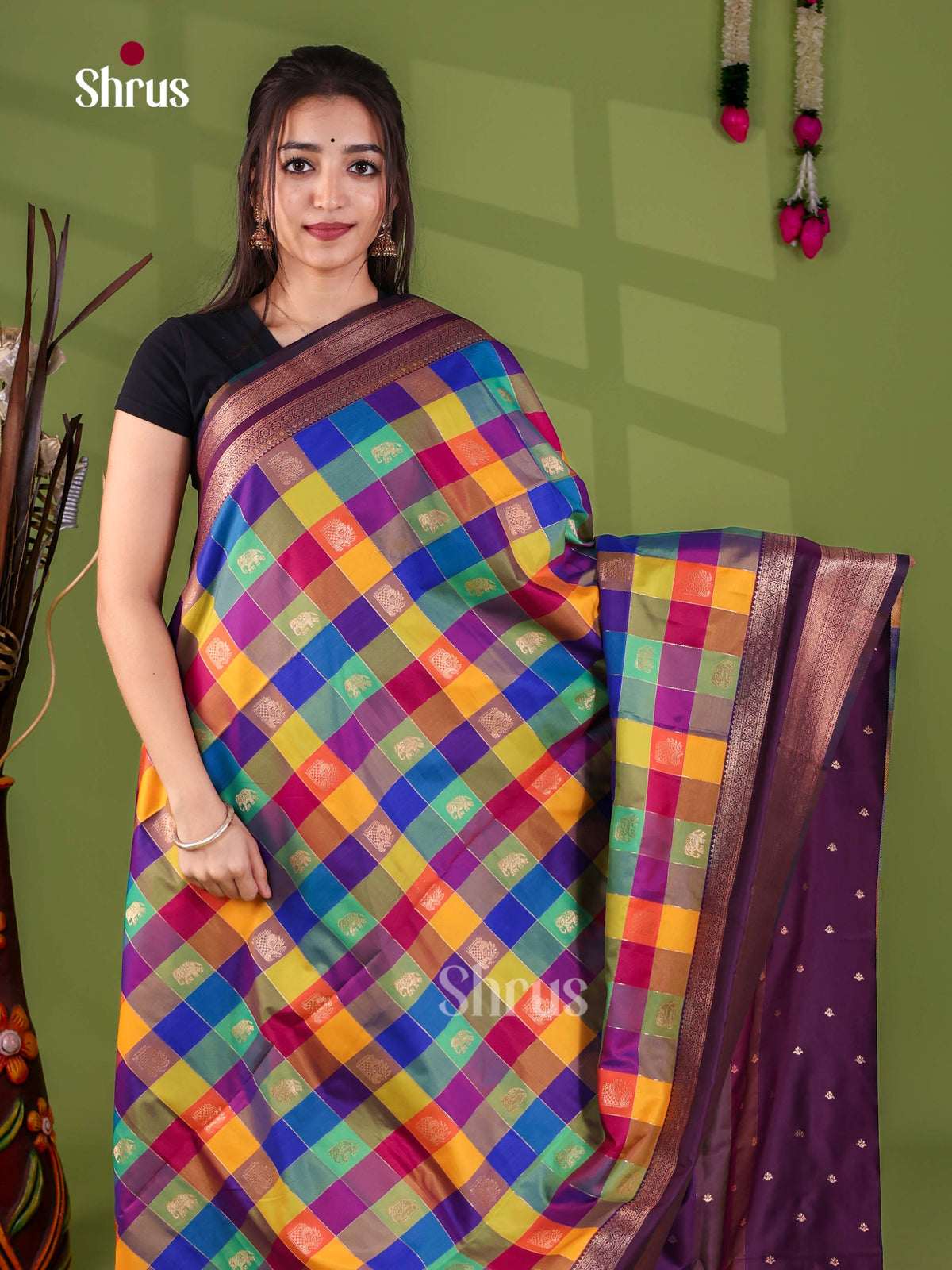 Semi Soft Silk - Madras Checks Saree - EJ29022