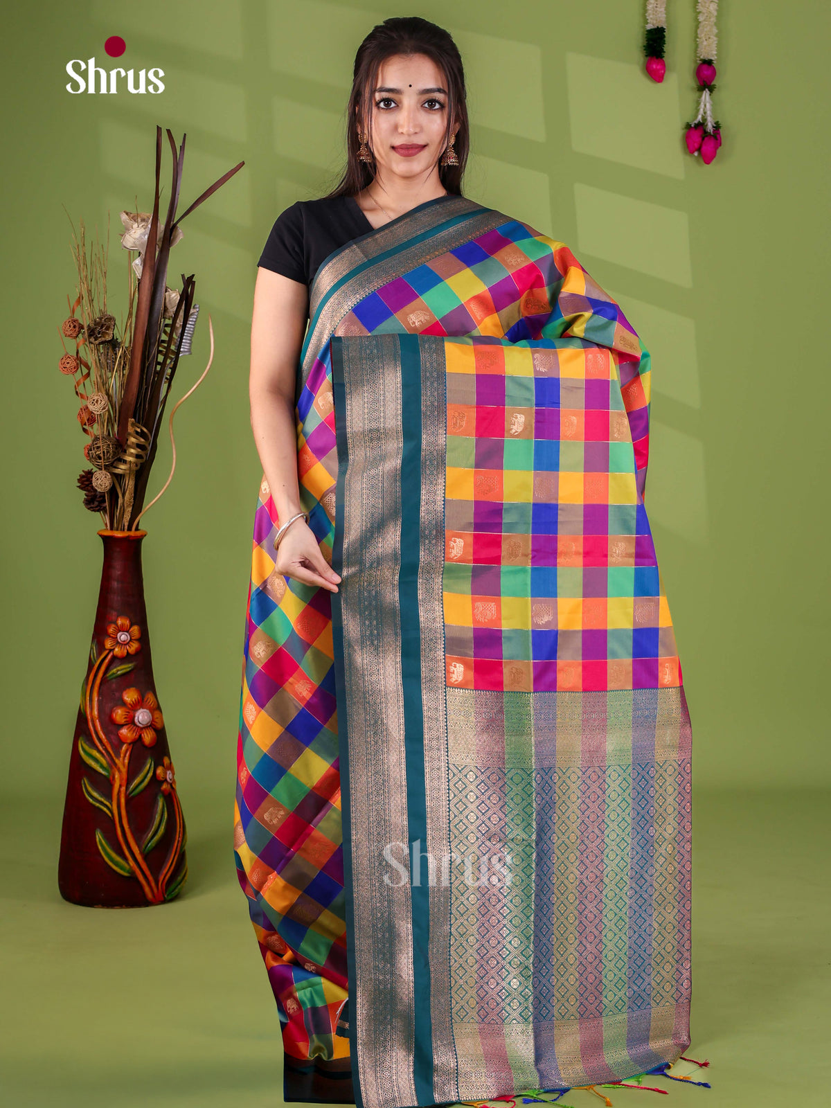 Semi Soft Silk - Madras Checks Saree - EJ29024