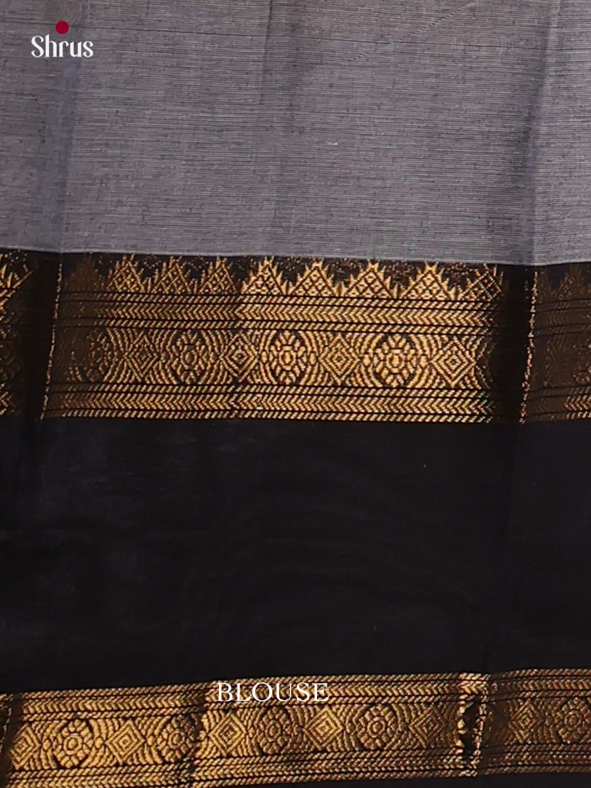 Enchanting Grey Chettinad Cotton Sarees With Gold Buttas & Black Rettapet Zari Border