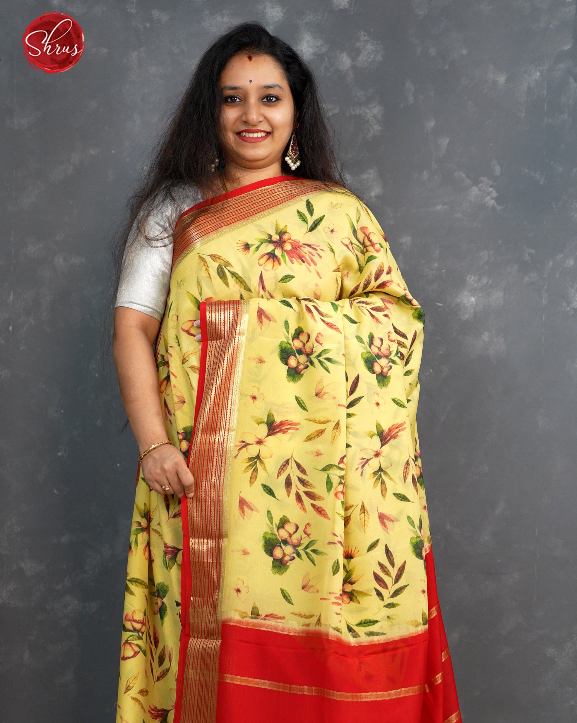 Yellow & Red - Mysore Silk Saree - Shop on ShrusEternity.com