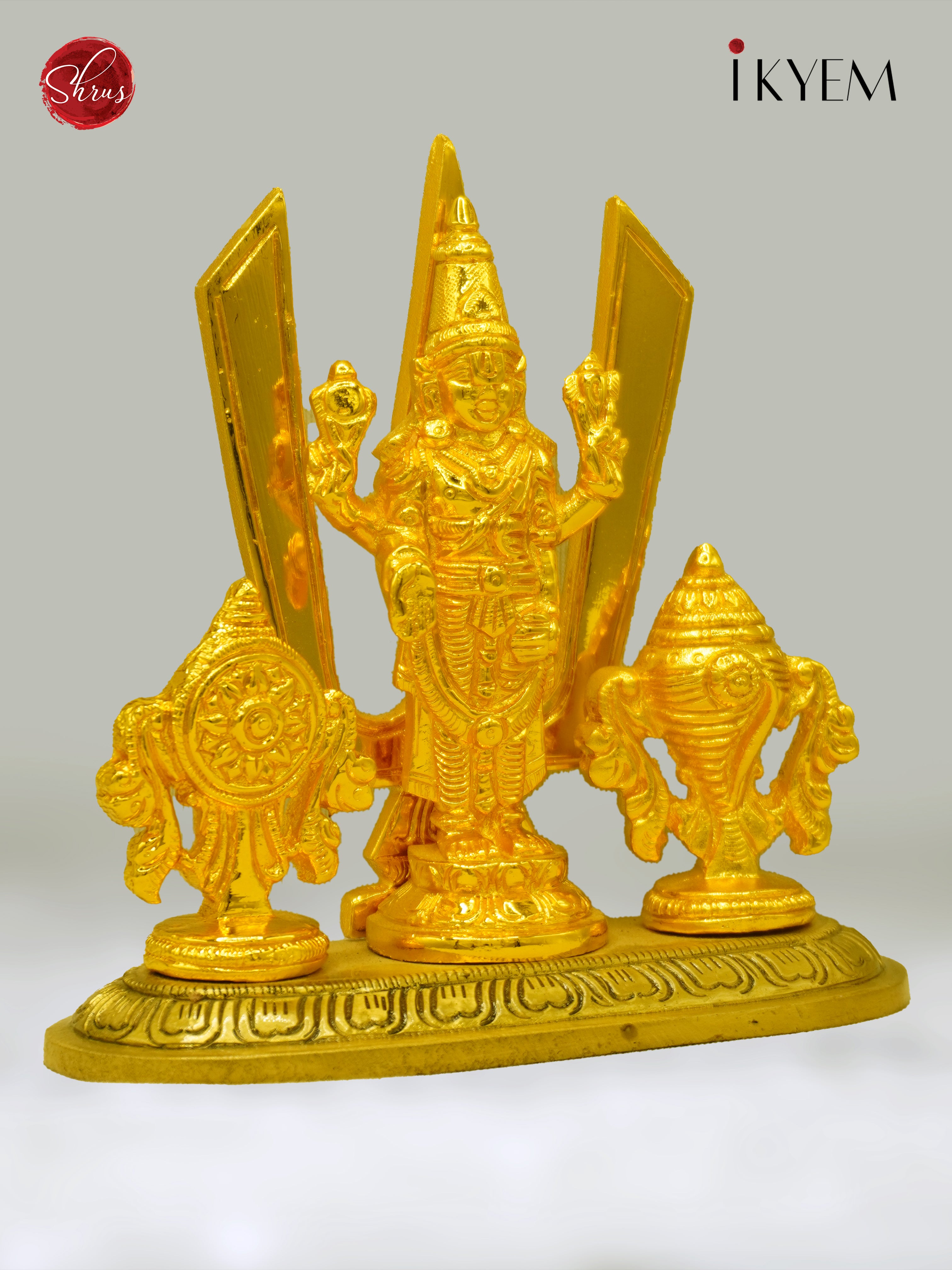 24 KT Gold Coated With Antique Finish - Finest Featured Vishnu Shank Chakram Namam - Shop on ShrusEternity.com