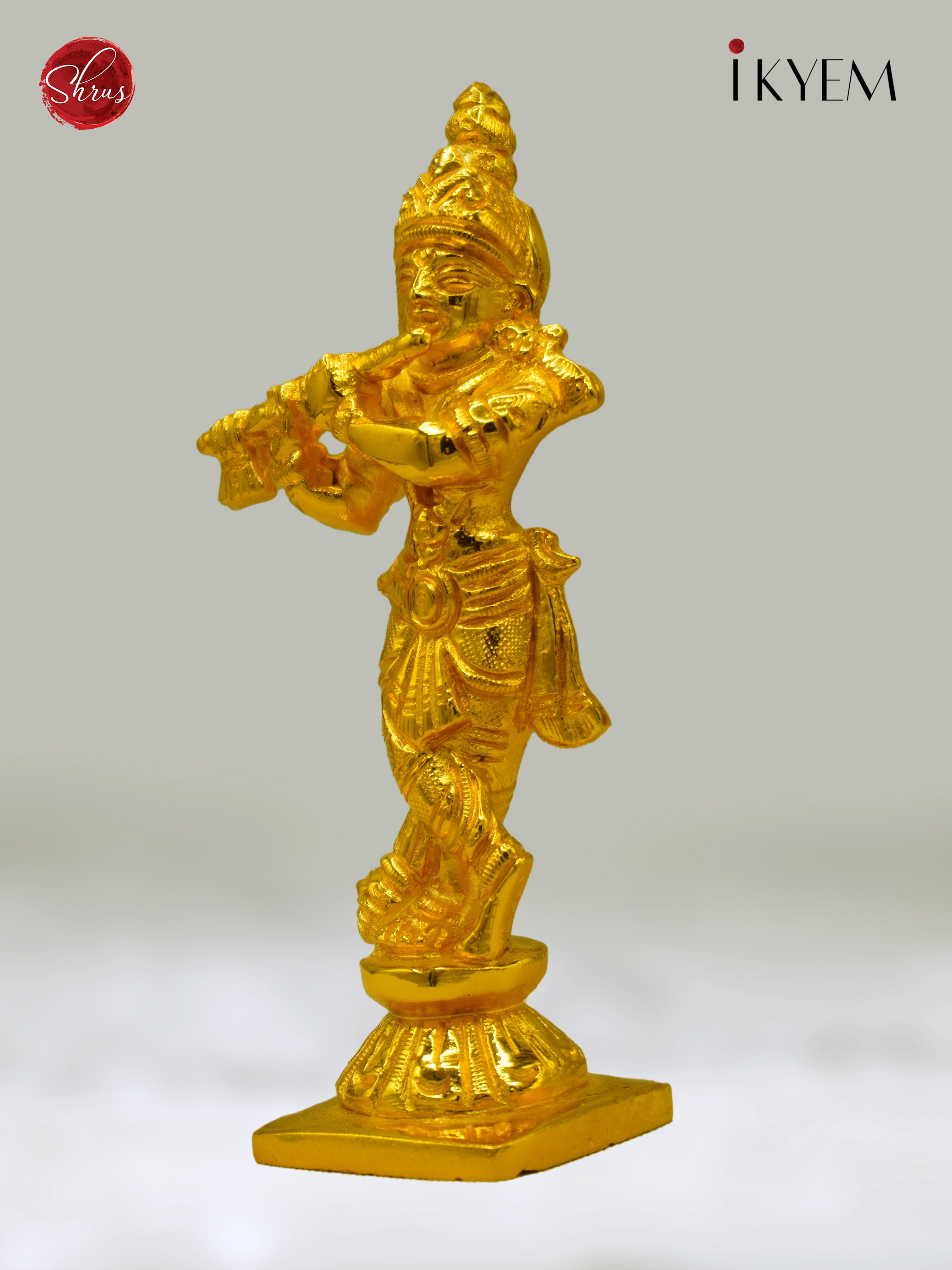 24 KT Gold Coated Standing Krishna with Flute - Shop on ShrusEternity.com