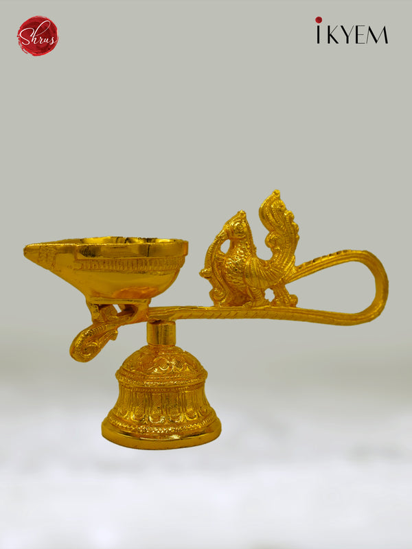 24 KT Gold Coated Annam Deepam with Bell for Pooja - Shop on ShrusEternity.com