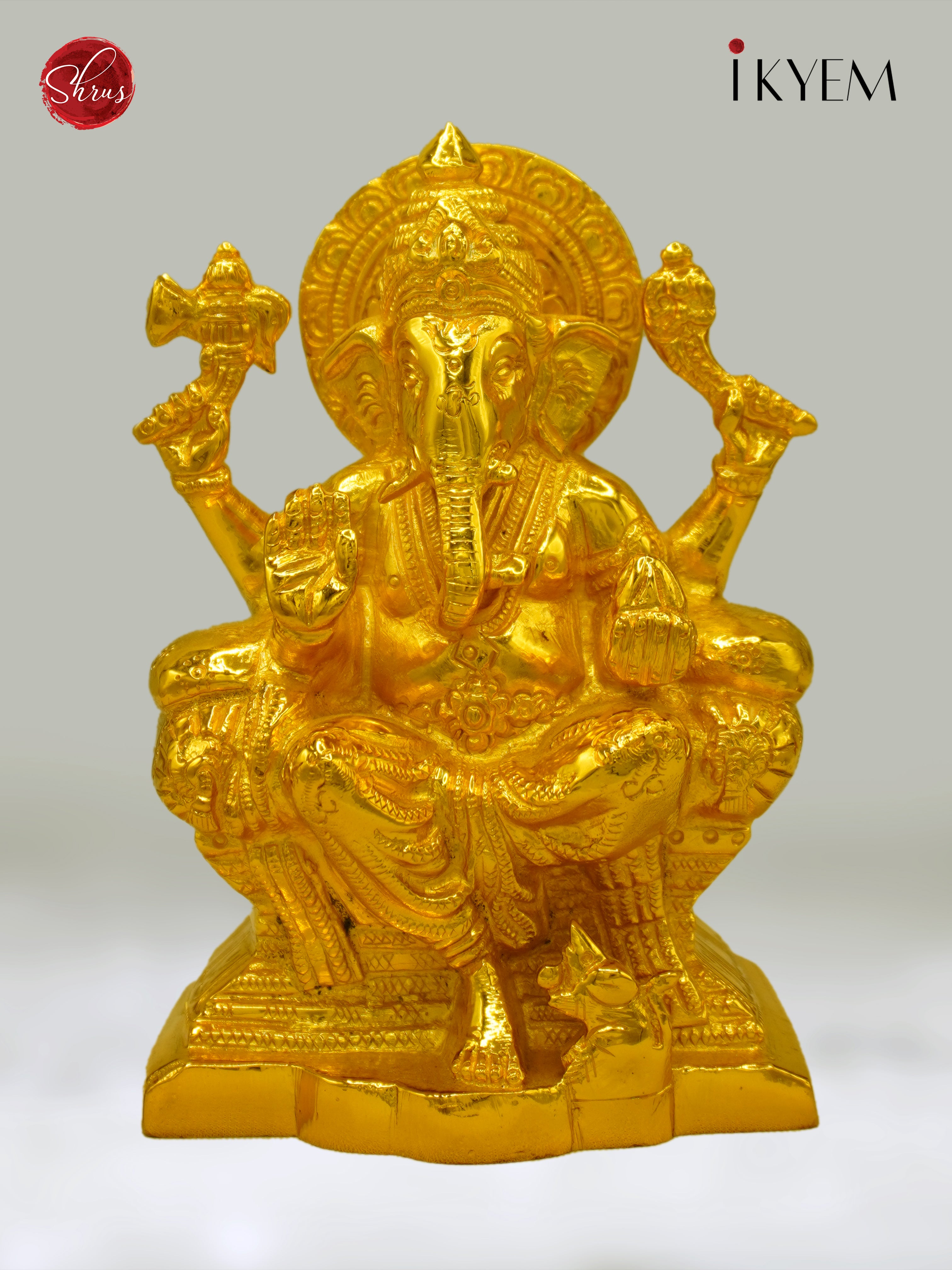 24 Kt Gold Plated Ganesha with Base - Shop on ShrusEternity.com