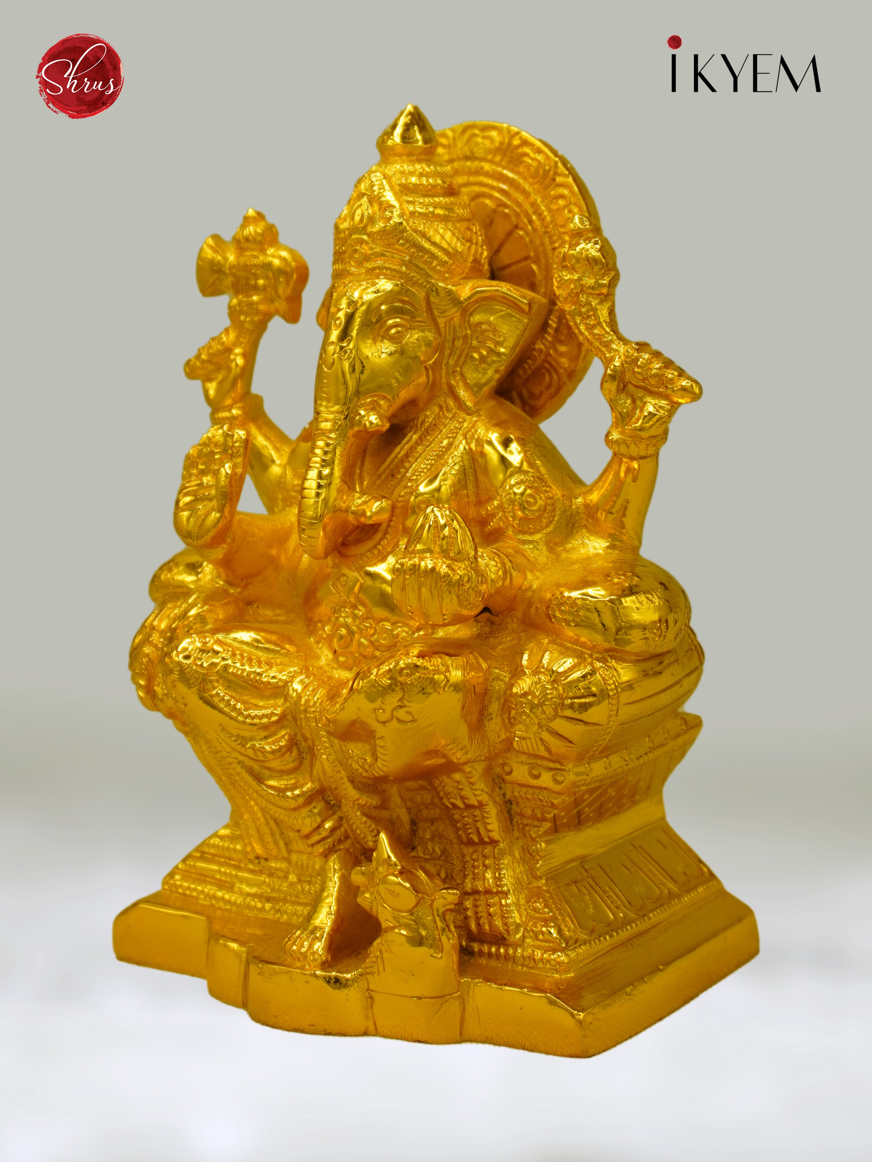 24 Kt Gold Plated Ganesha with Base - Shop on ShrusEternity.com