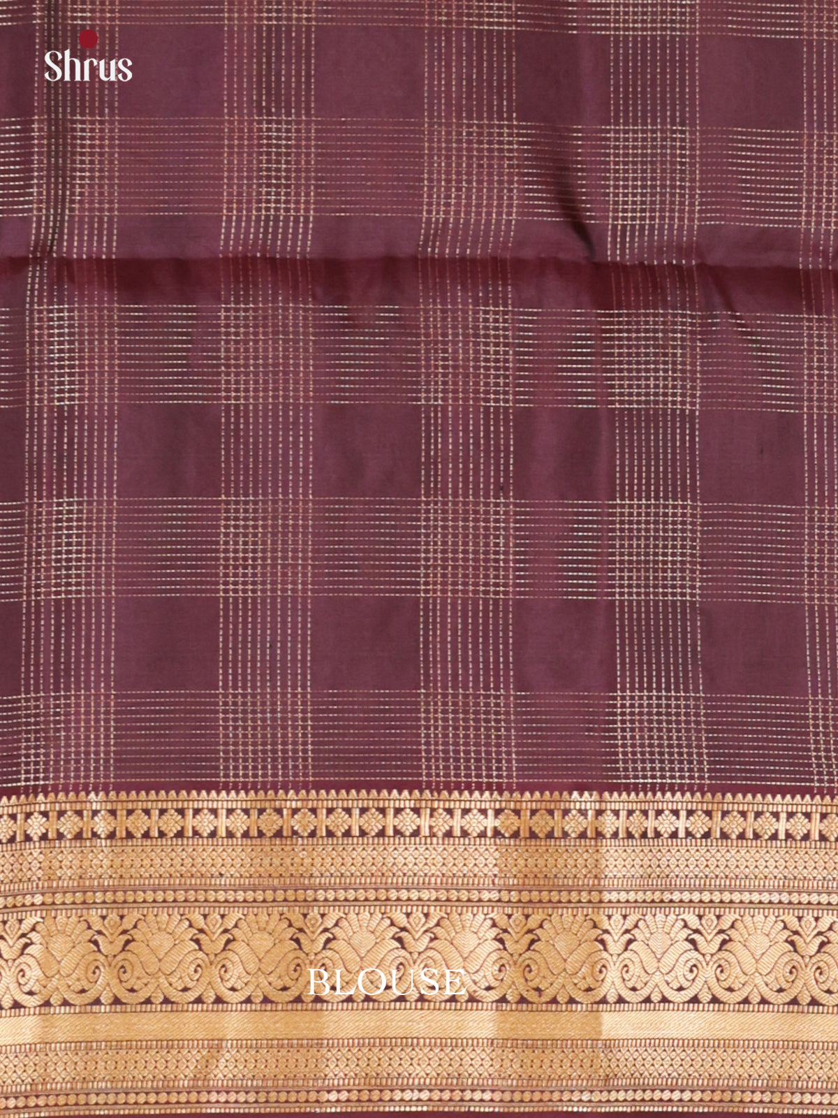 Buy Classic Golden Silk Saree with Self Zari Checks Pattern, Wine Border & Brocade Pallu