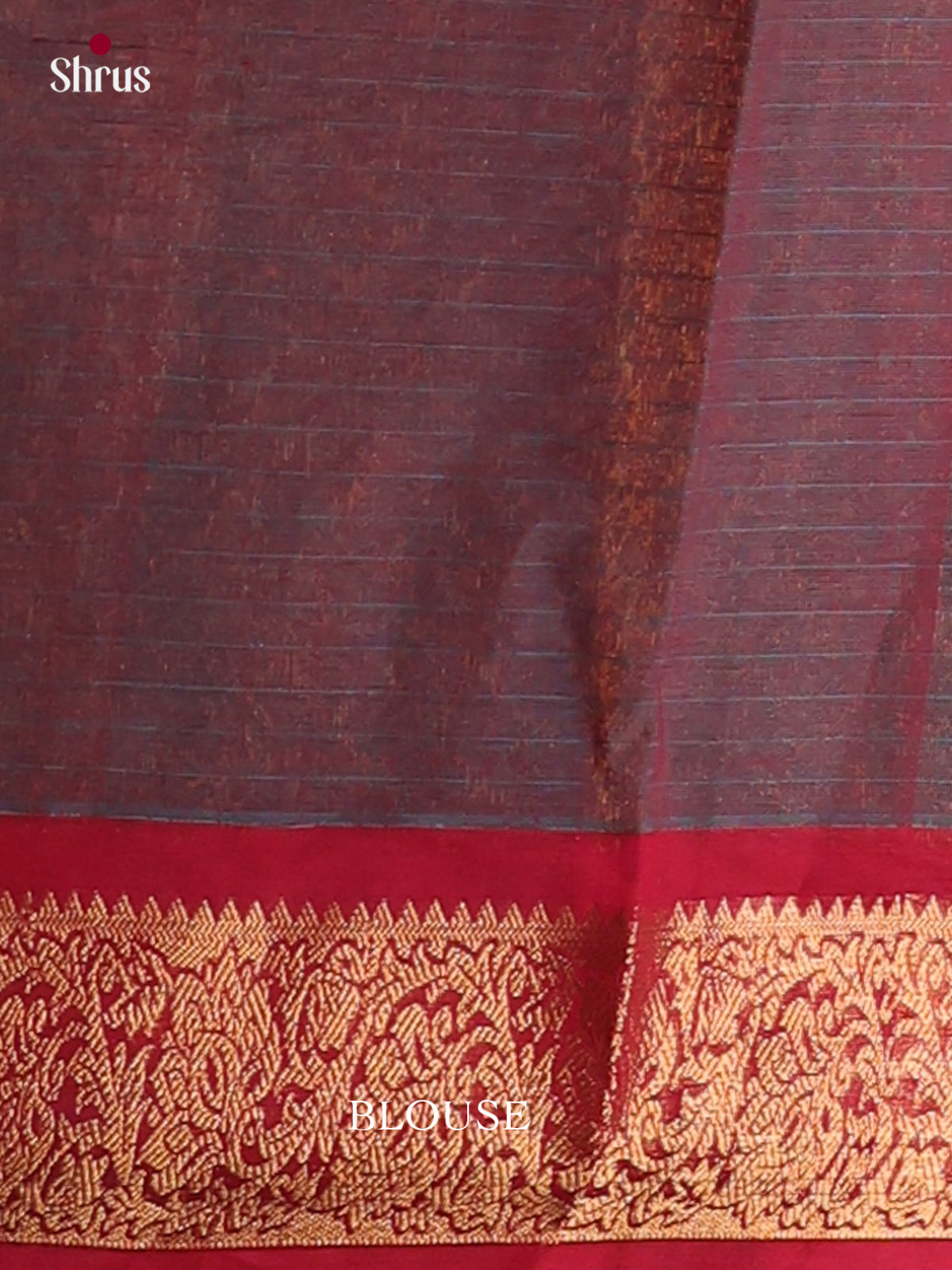 Grand Dual Tone Blue Chettinad Cotton Sarees With Gold Stripes, Red Border & Brocade Pallu
