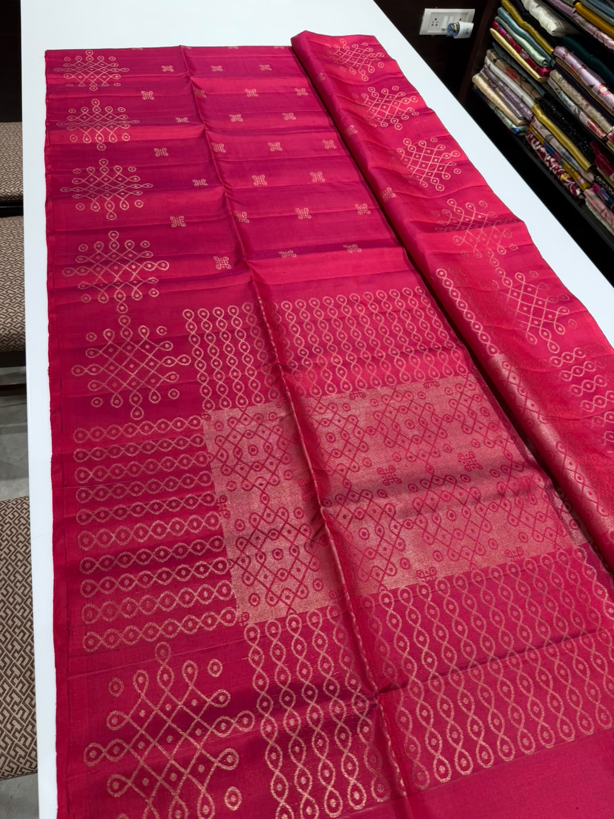 Pinkish Orange Dual Toned Soft Silk Saree