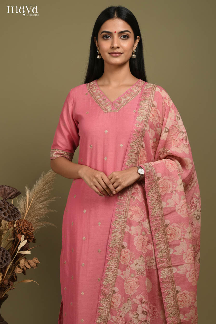 Pink -Party Wear Readymade 3 Piece Salwar Suit