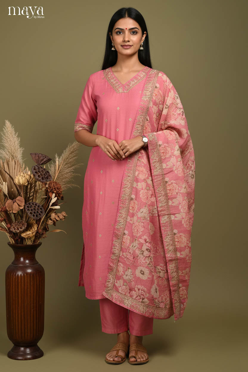 Pink -Party Wear Readymade 3 Piece Salwar Suit