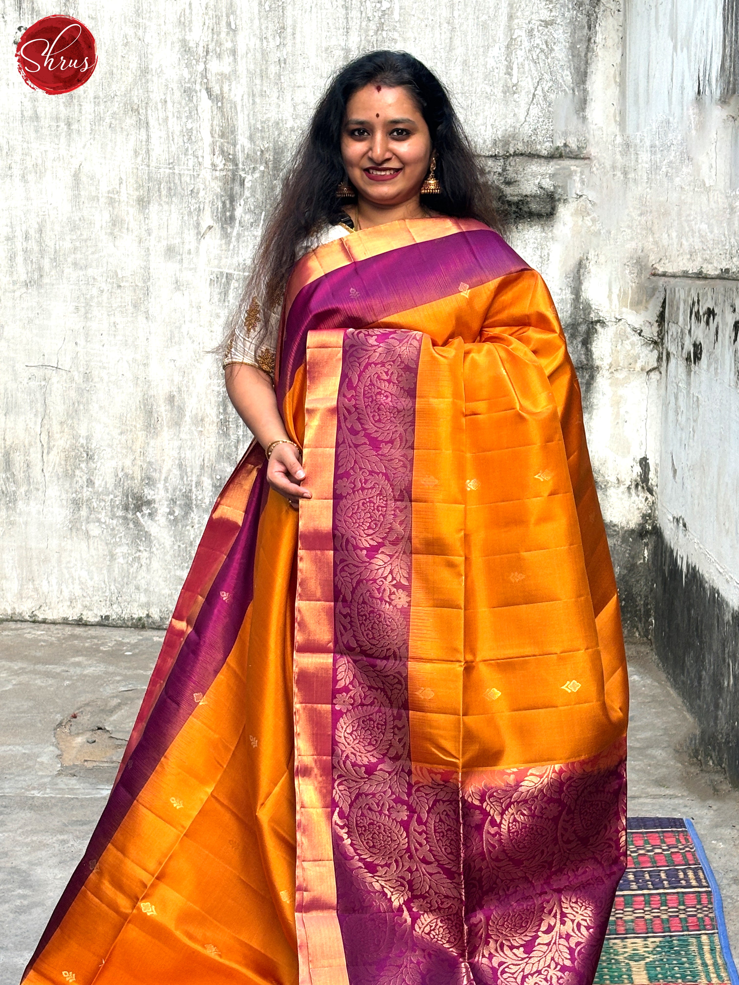 Mustard And Purple- Soft Silk Saree - Shop on ShrusEternity.com