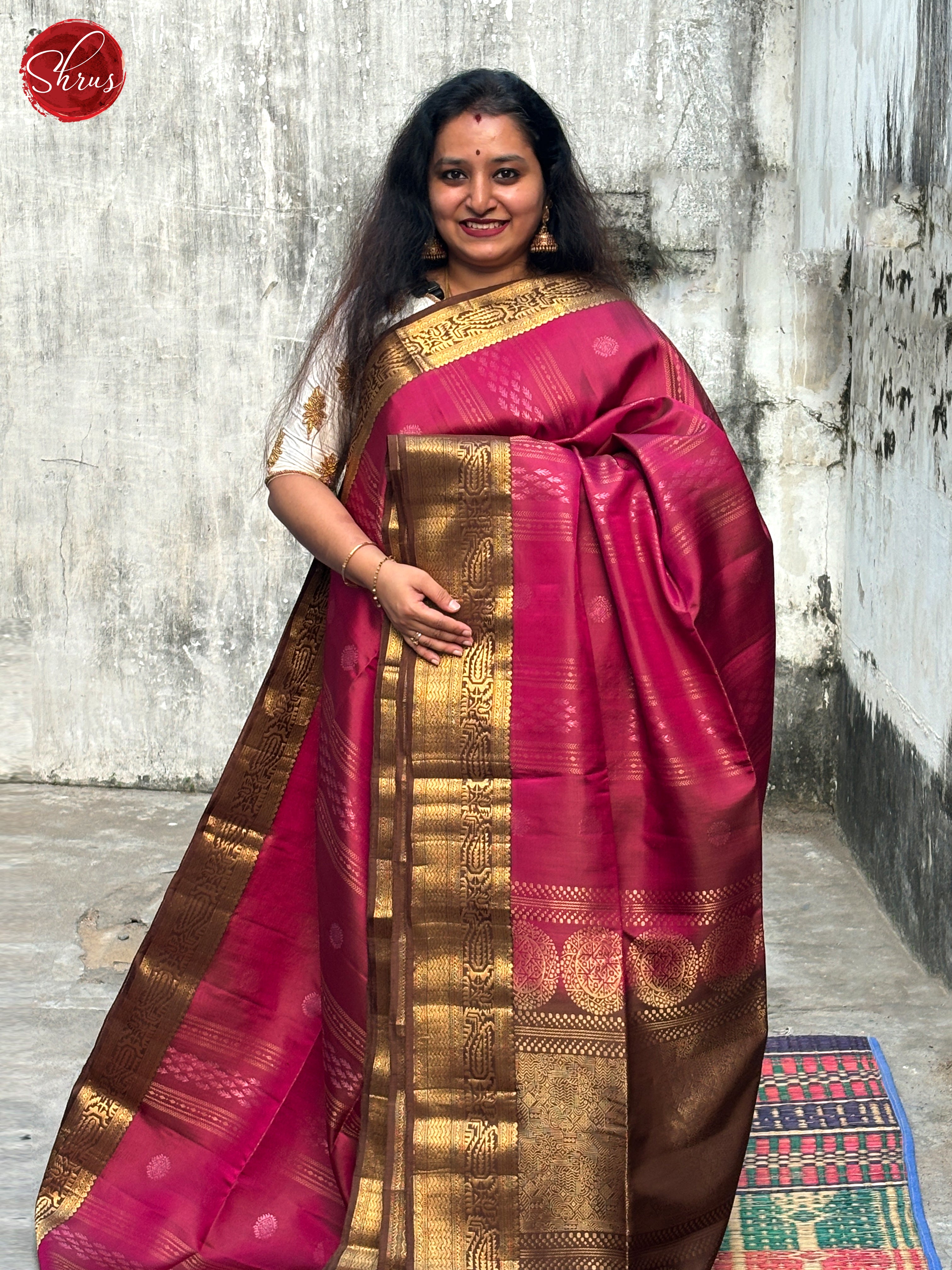 Maroon And Brown- Soft Silk Saree - Shop on ShrusEternity.com