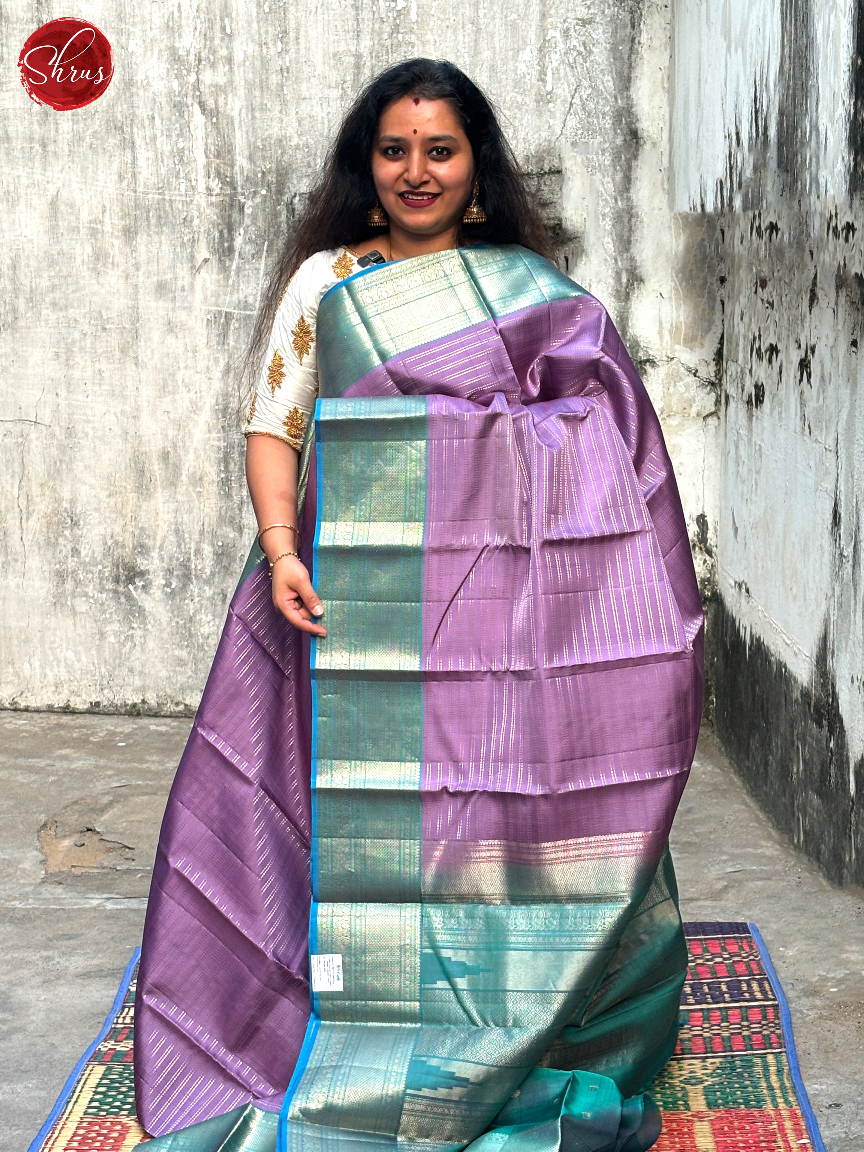 Lavender and Teal Blue- Soft Silk Saree - Shop on ShrusEternity.com