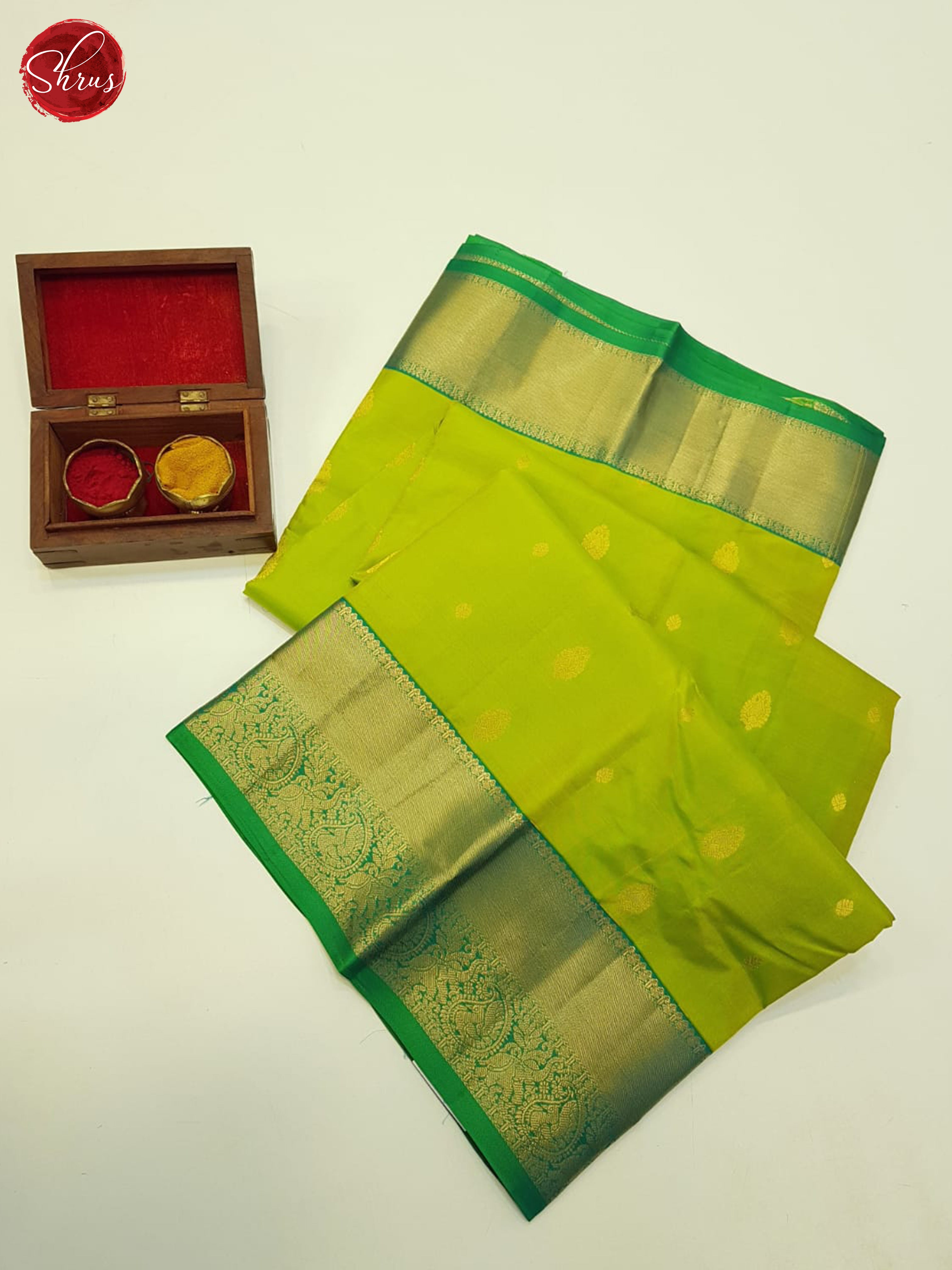 Light Green & Green  - Kanchipuram silk - Shop on ShrusEternity.com