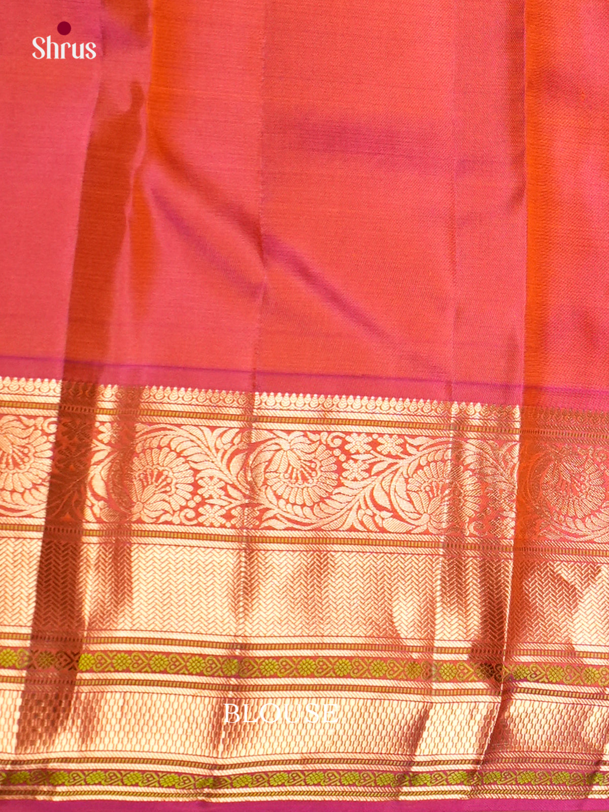 Mustard Kanjivaram Saree With Zari Buttas, Reddish Orange Border & Brocade Pallu