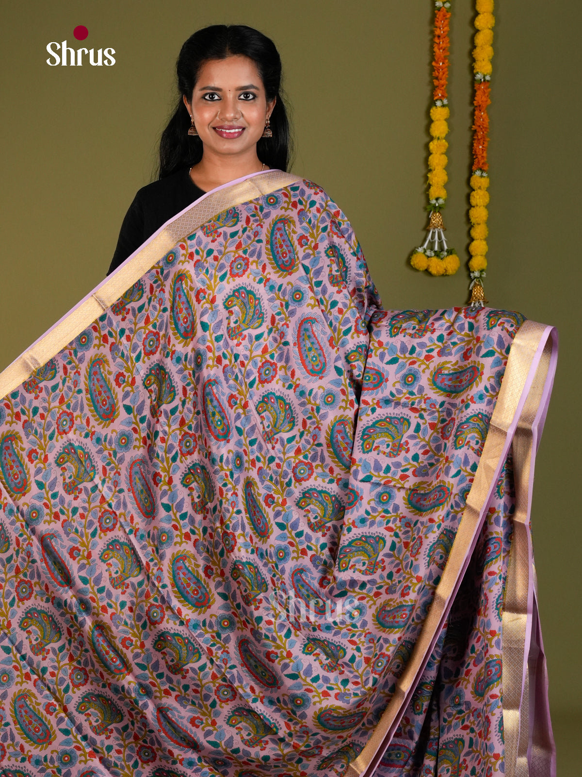 Buy Stunning Lavender Mysore Silk Sarees with Paisley Inspired Patterns, Zari Border & Chit Pallu