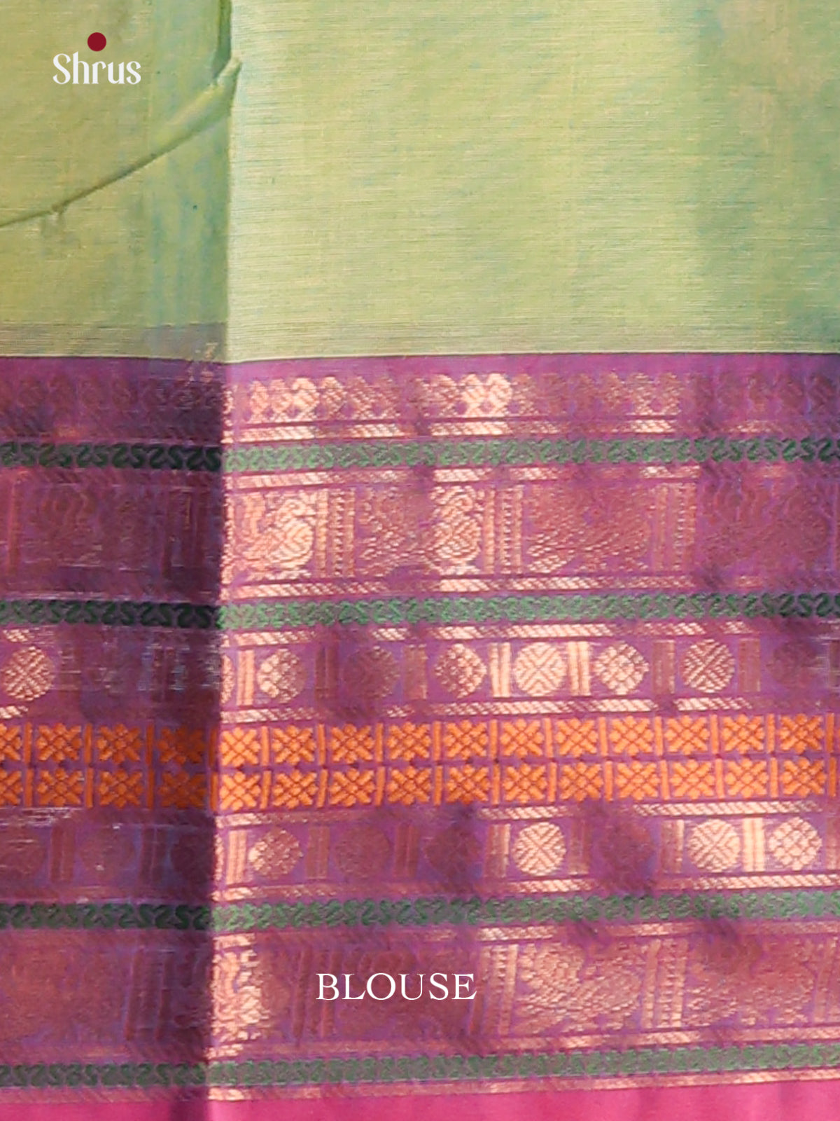 Vivd Light Green Chettinad Sarees With Purple Rudraksh & Peacock Woven Zari Border