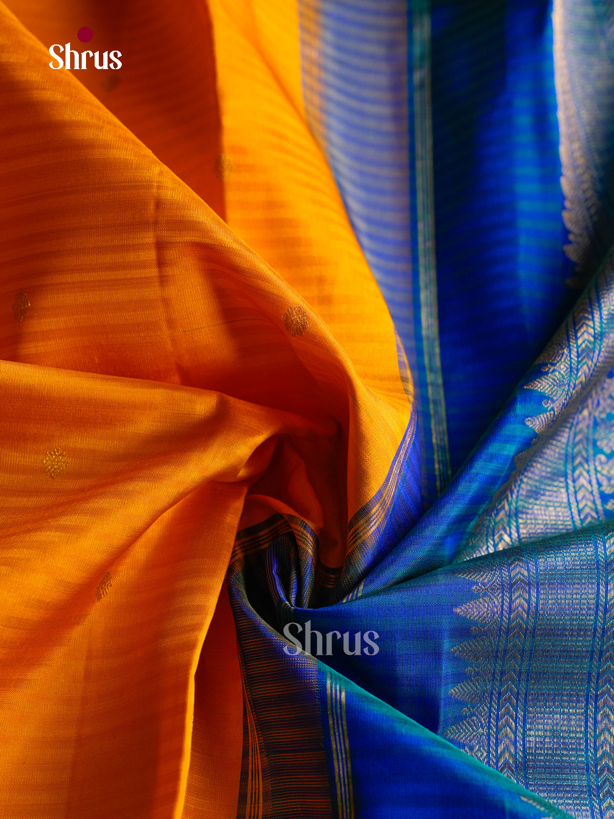 Luminous Yellow Pattu Sarees With Self Stripes & Gold uttas | Blue Temple Zari Border