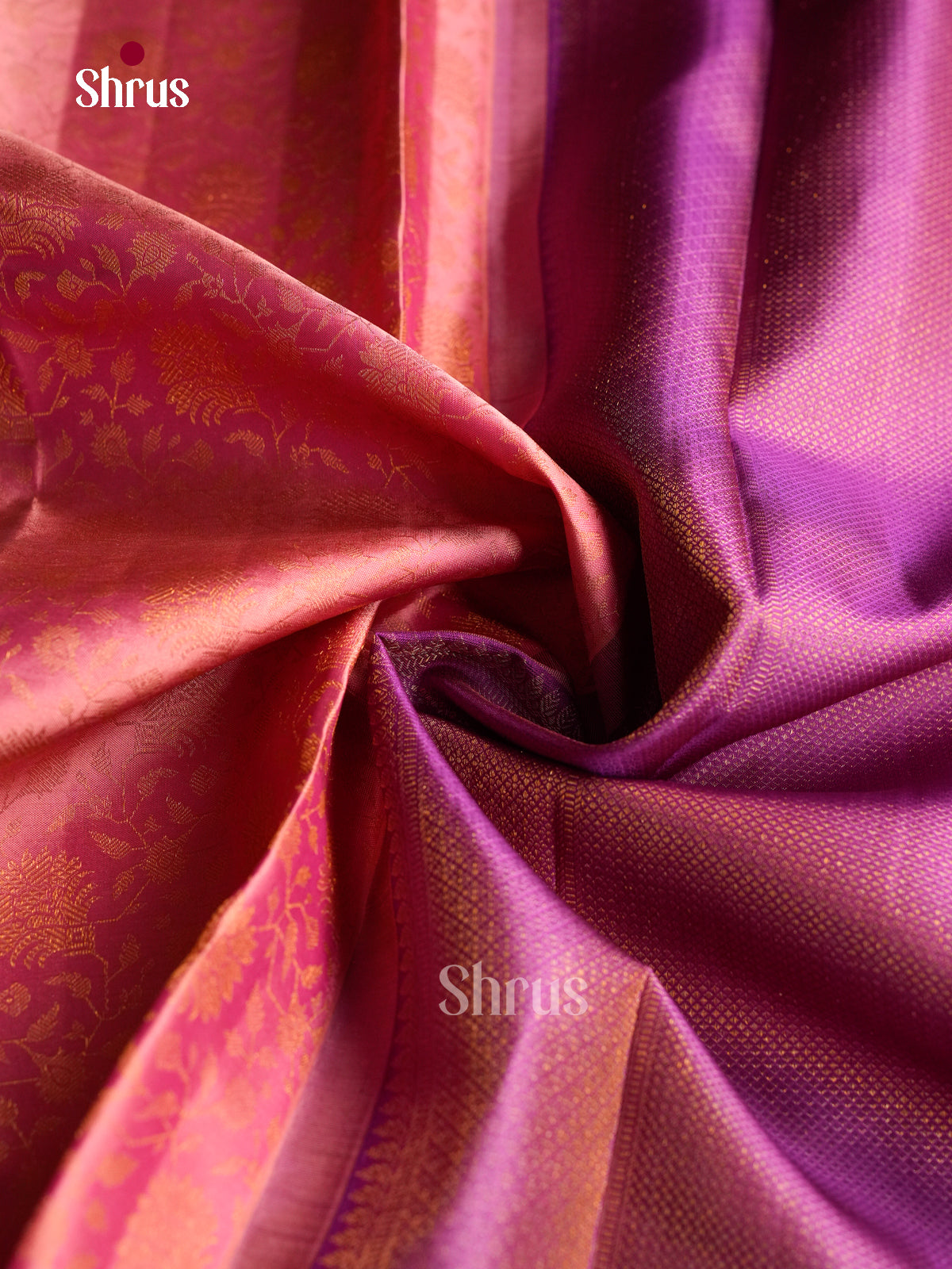 Lustrous Baby Pink Silk Saree With Floral Jacquard Pattern | Purple Dense Zari Woven Border