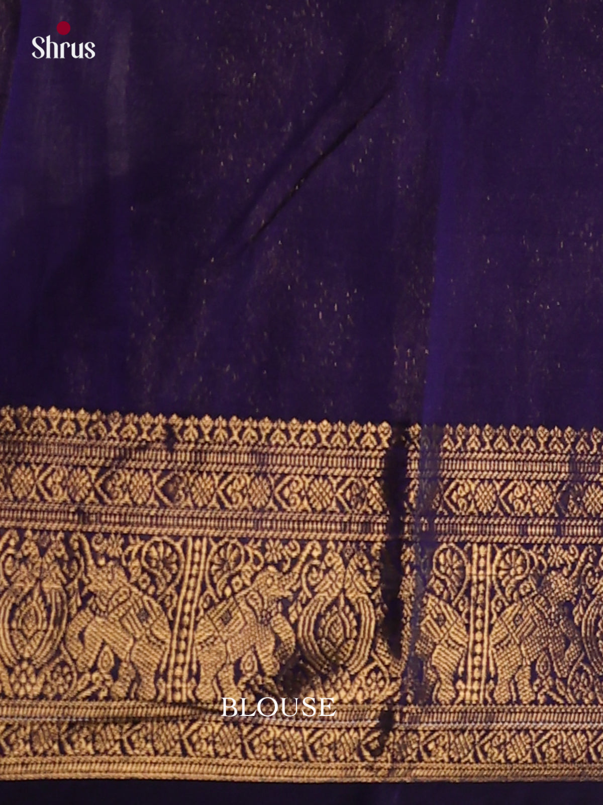 Lustrous Indigo Chettinad Saree With Golden Checks, Buttas & Brocade Pallu