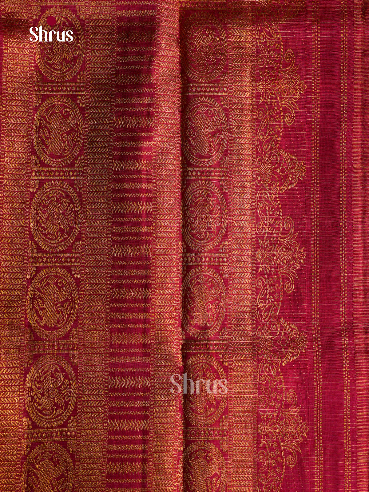 Luxurious Mustard Pattu Saree With Zari Checks & Round Buttas | Dark Pink Broad Zari Border