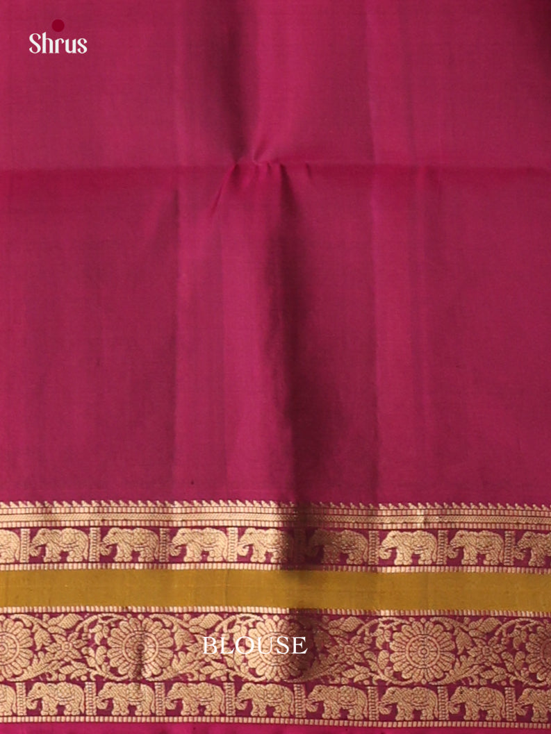 Luxurious Navy Blue Pure Soft Silk Sarees With Floral & Leaf Buttas, Magenta Zari Border & Brocade Pallu 1