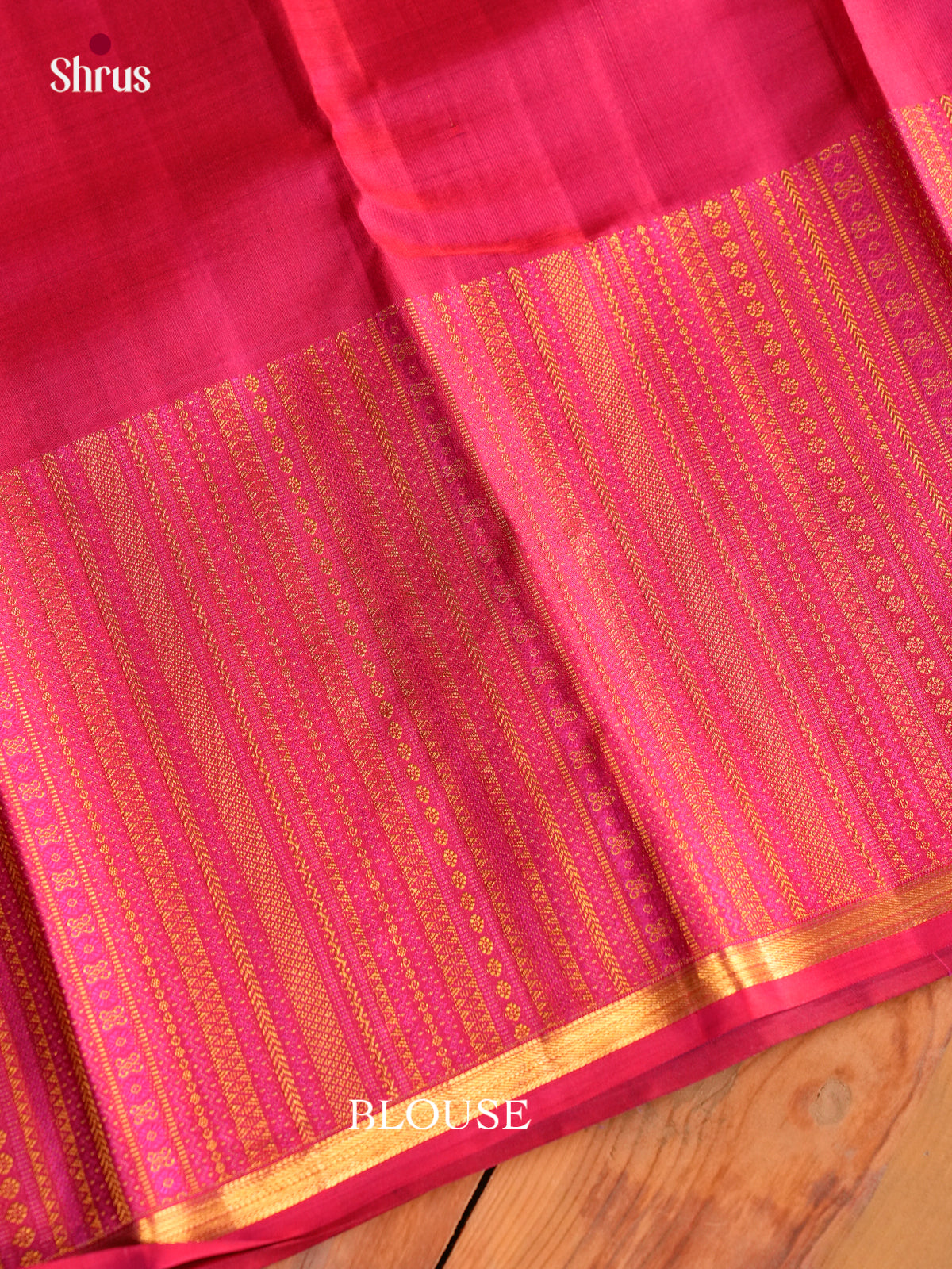 Luxurious Purple Kanchipuram Silk Saree With Fine Zari Checks & Self Border With Geometric Bands