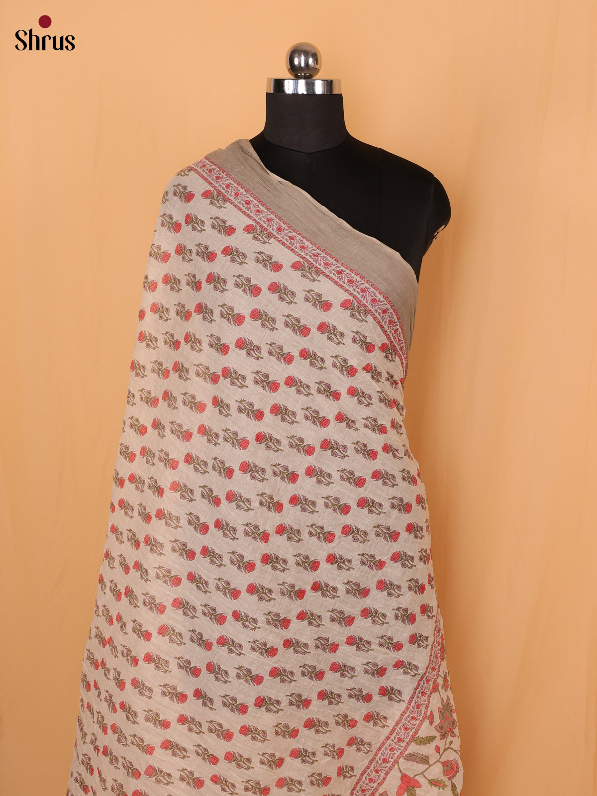 Cream & Grey - Dupatta