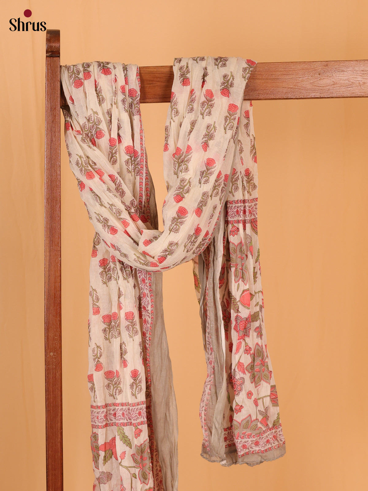 Cream & Grey - Dupatta