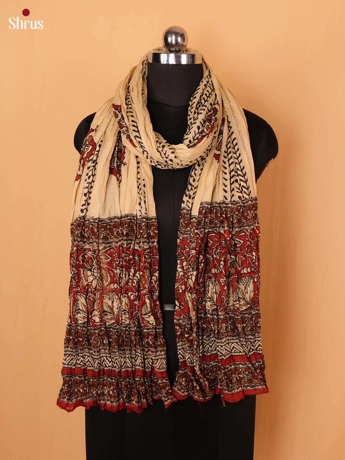 Cream & Brown - Dupatta