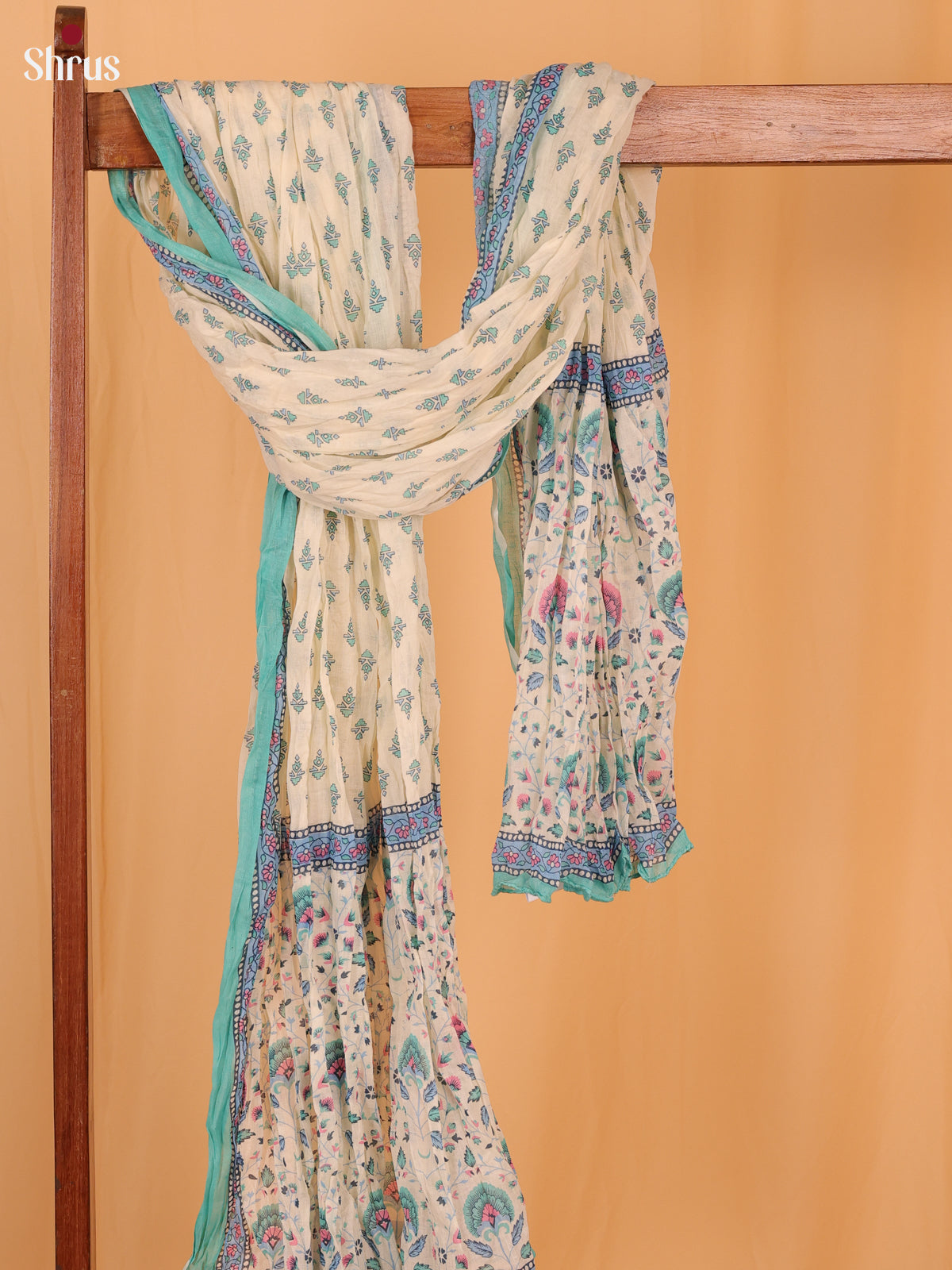 Cream & Blue - Dupatta