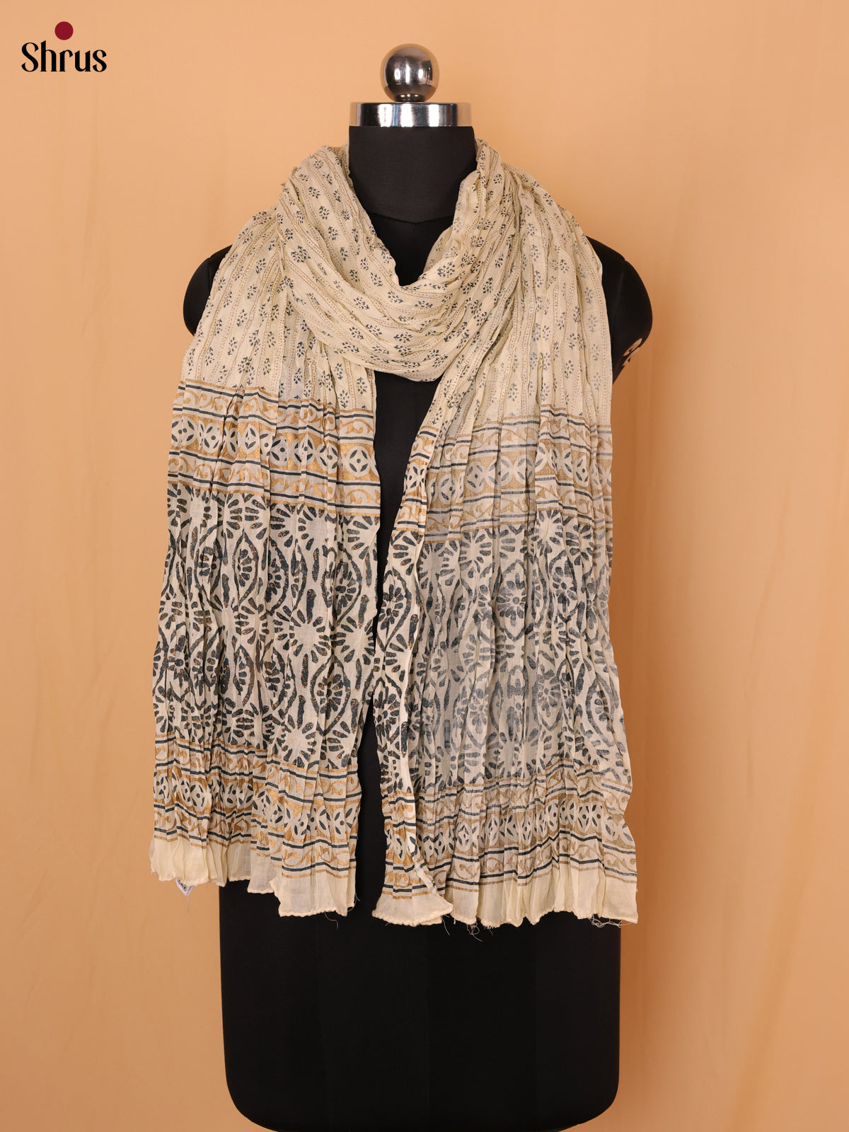 Cream & Grey - Dupatta