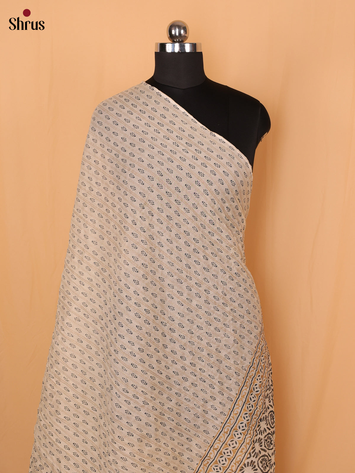 Cream & Grey - Dupatta