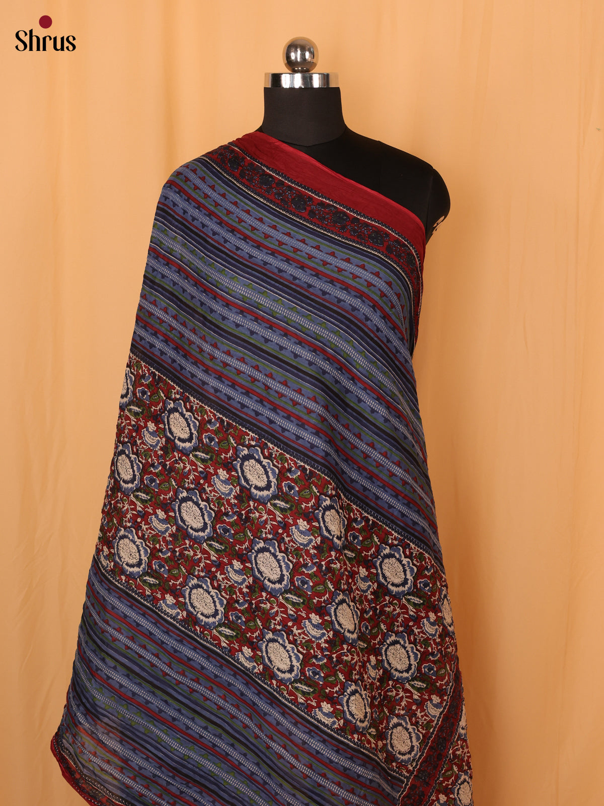 Blue & Maroon - Dupatta