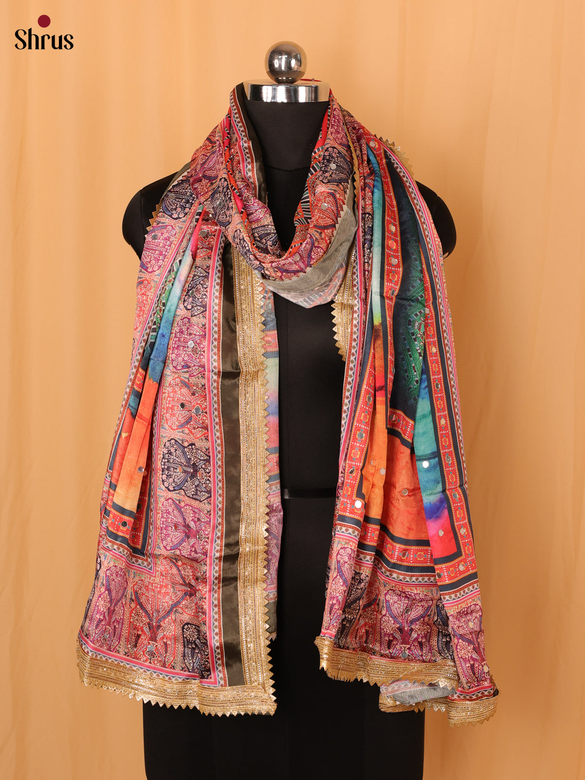 Multicolor & Pink - Dupatta