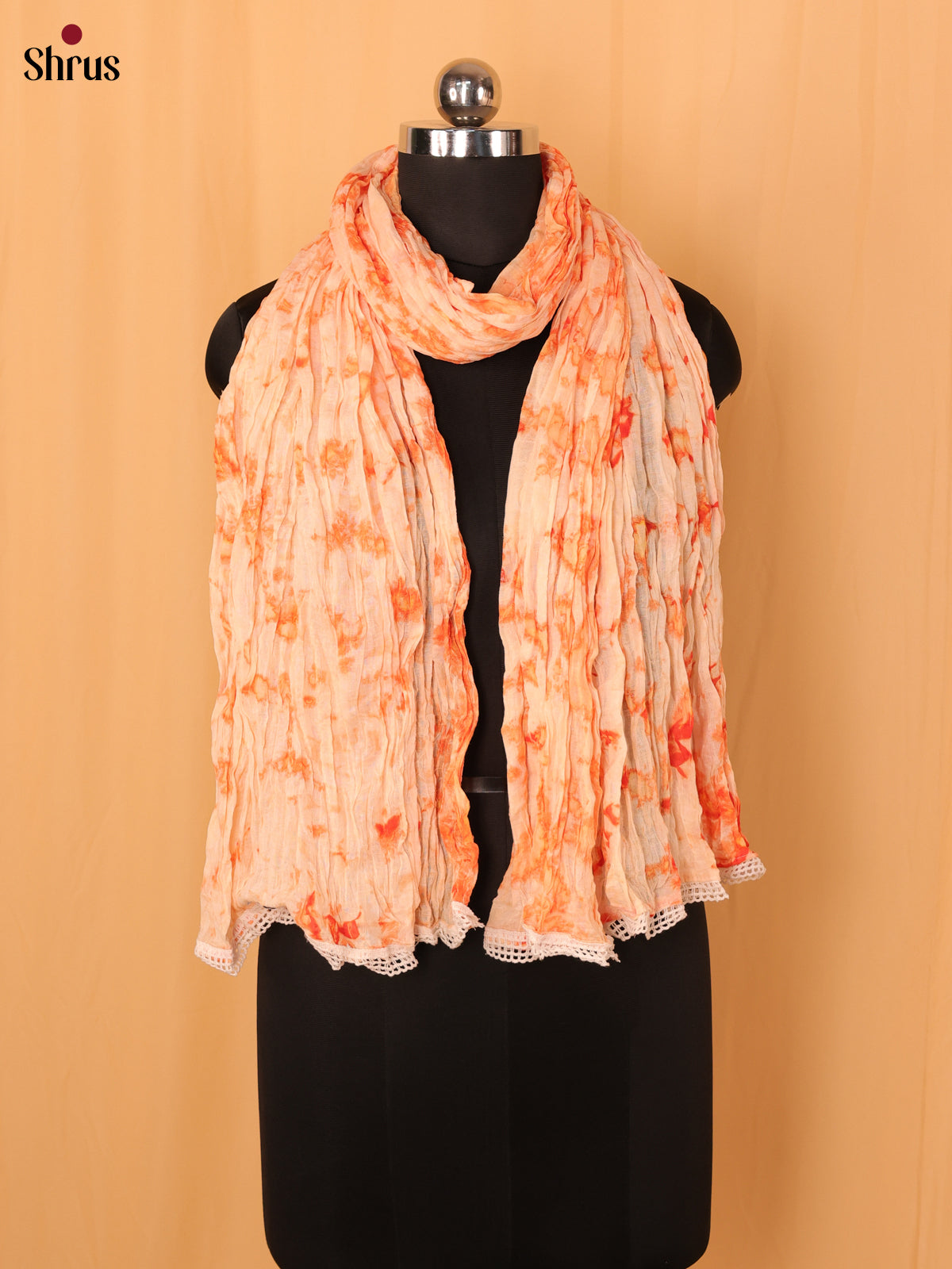 Cream & Orange - Dupatta