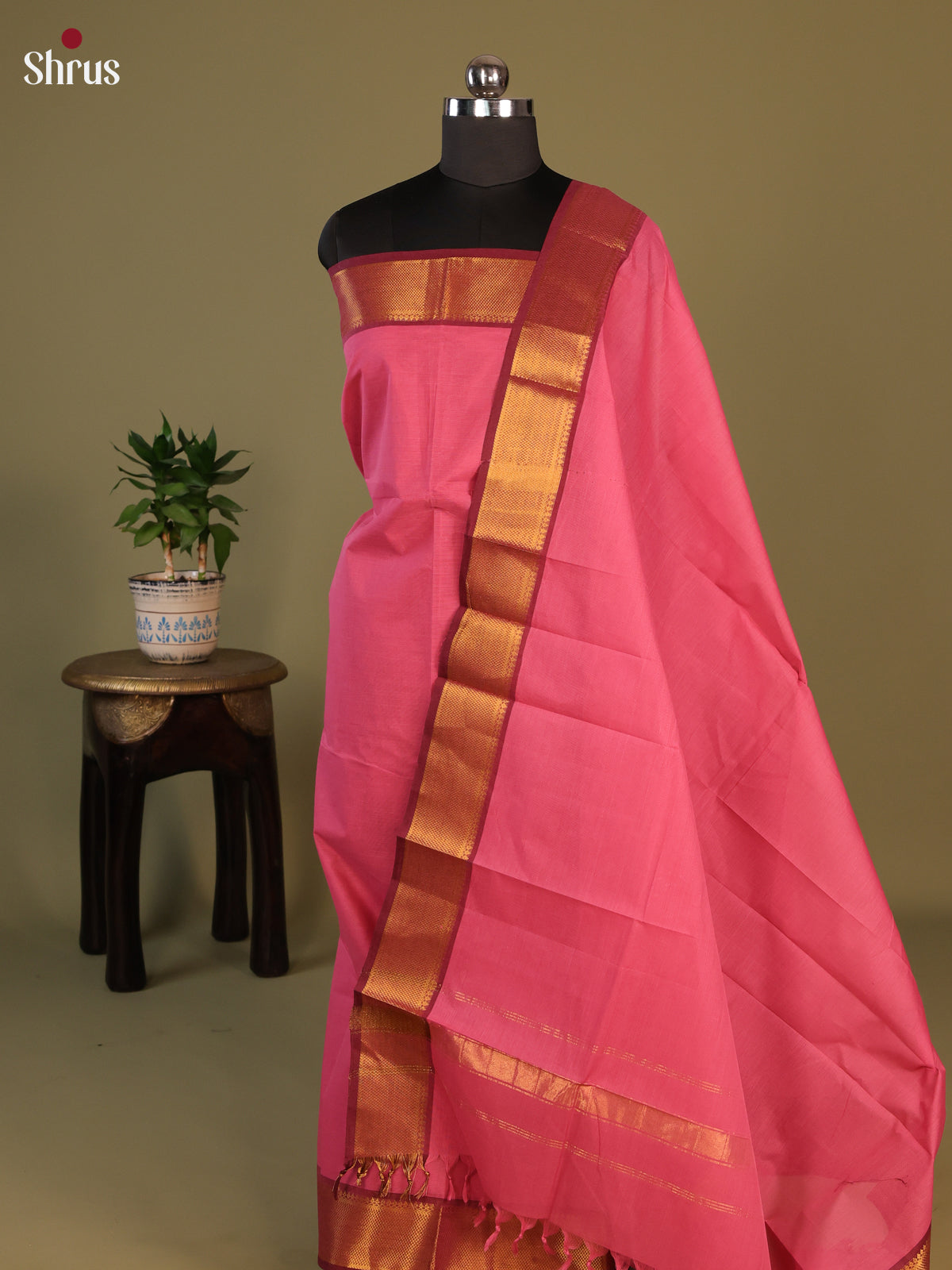 Pink & Maroon- chettinad top & dupatta combo